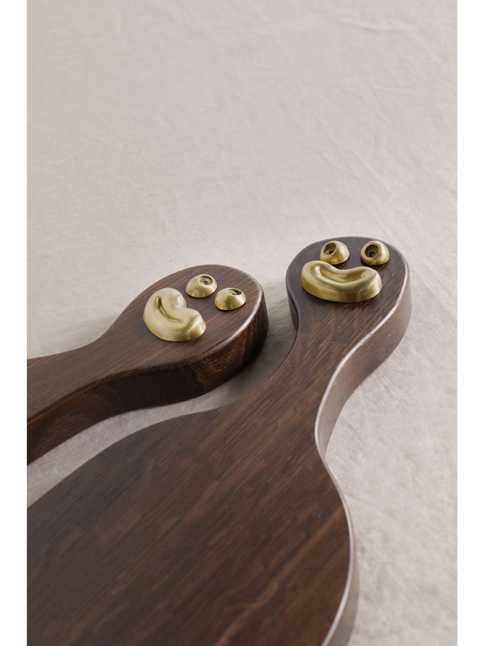 L'OBJET + Haas Brothers Cheese Louise set of two wood and gold-tone serving boards