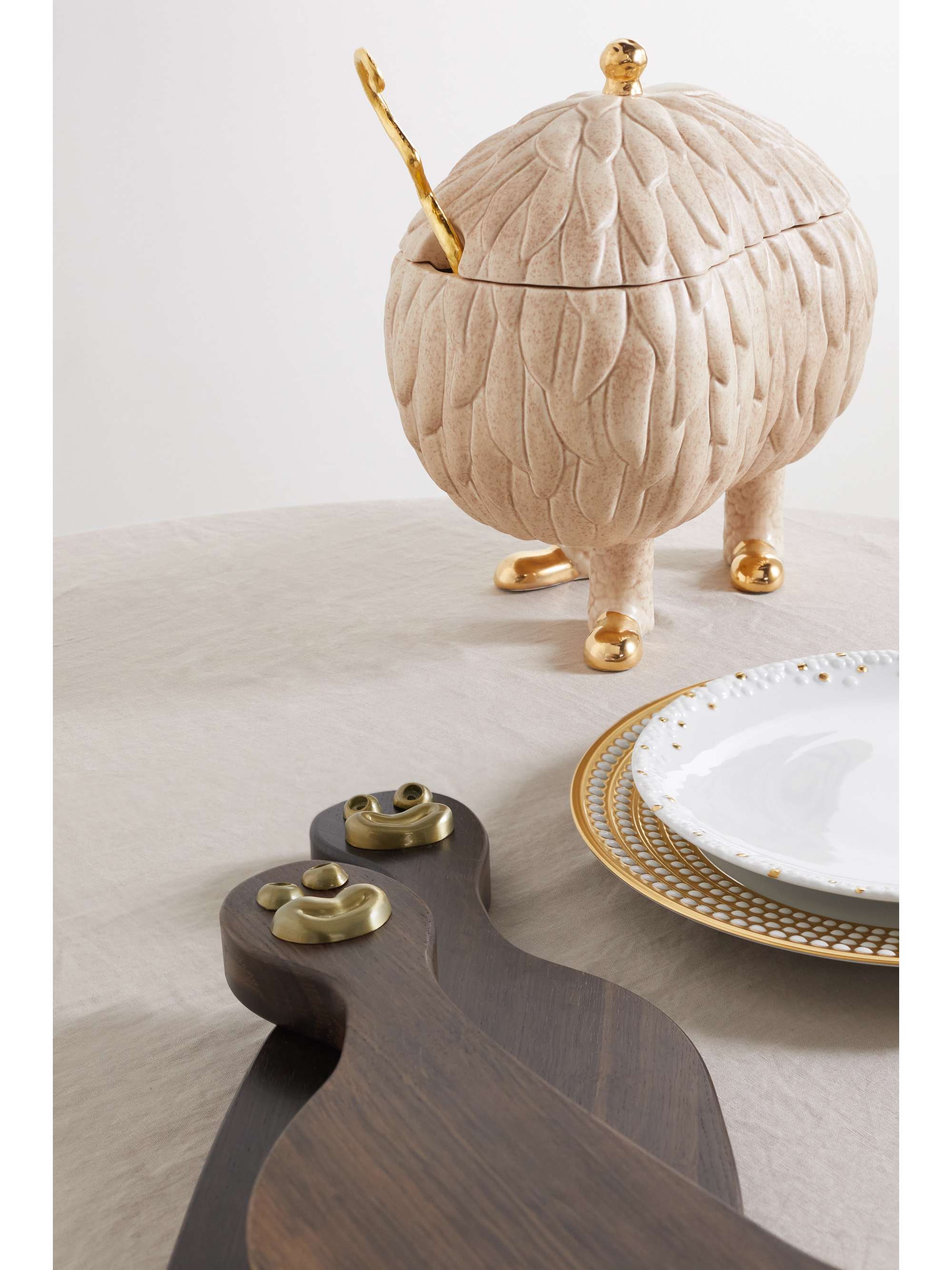 L'OBJET + Haas Brothers Cheese Louise set of two wood and gold-tone serving boards