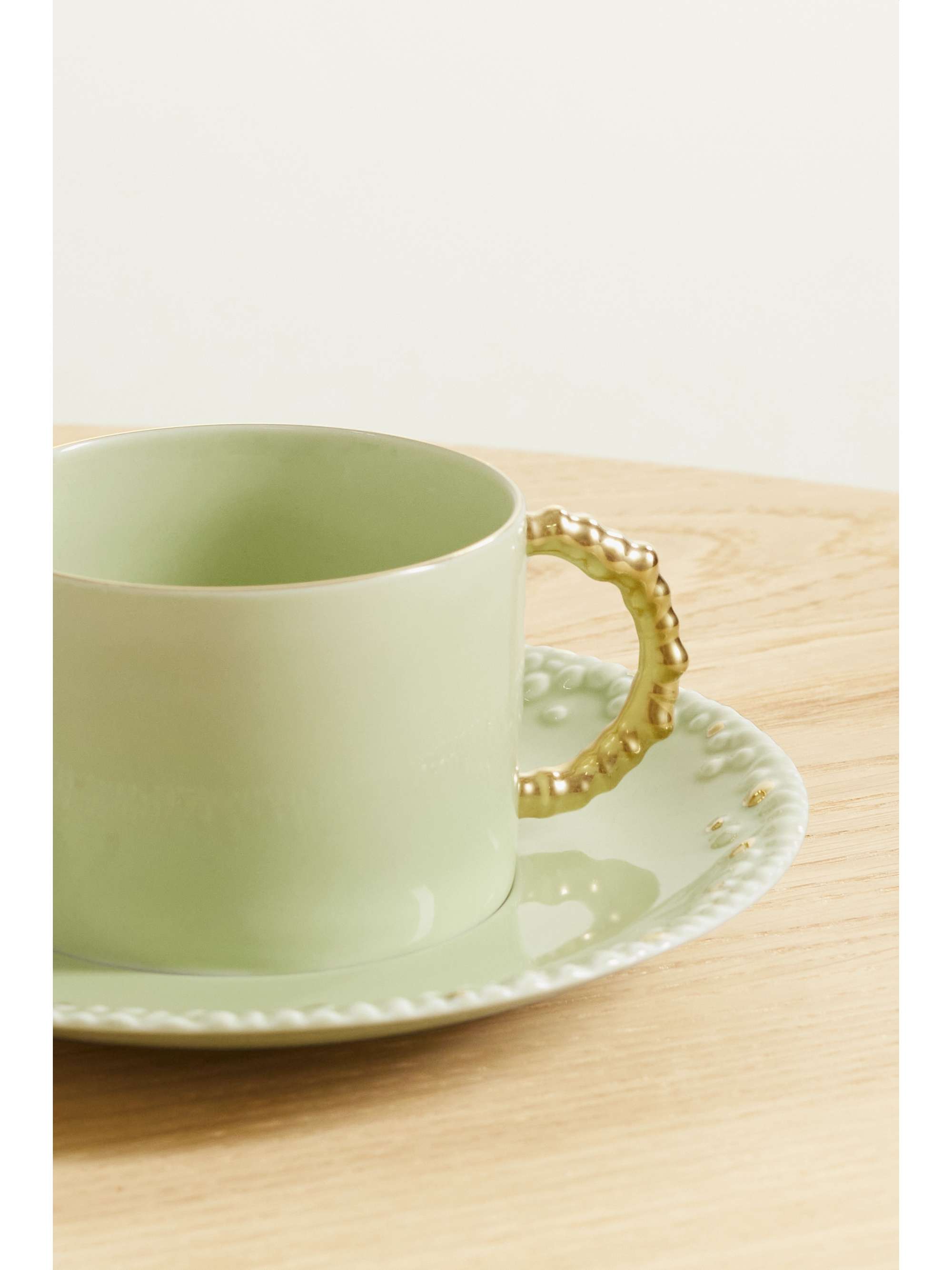 L'OBJET + Haas Brothers Mojave Desert set of two gold-plated porcelain tea cups and saucers