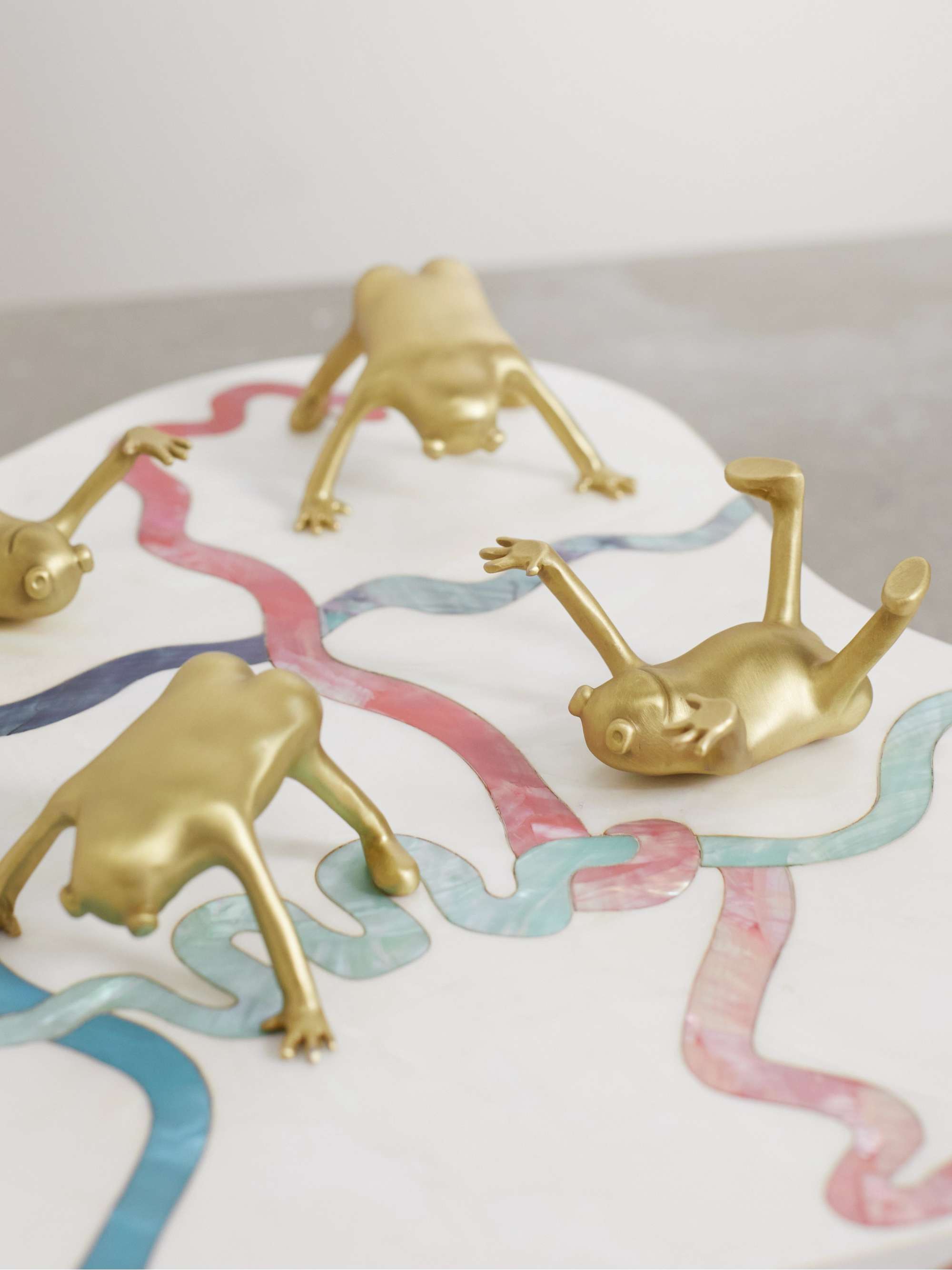L'OBJET + Haas Brothers mother-of-pearl and brass tic-tac-toe set