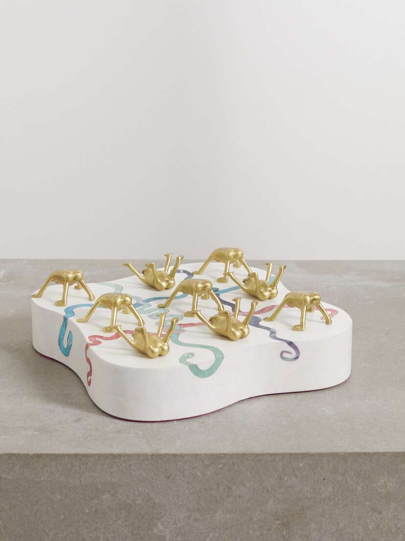 L'Objet + Haas Brothers Mother-of-pearl And Brass Tic-tac-toe Set