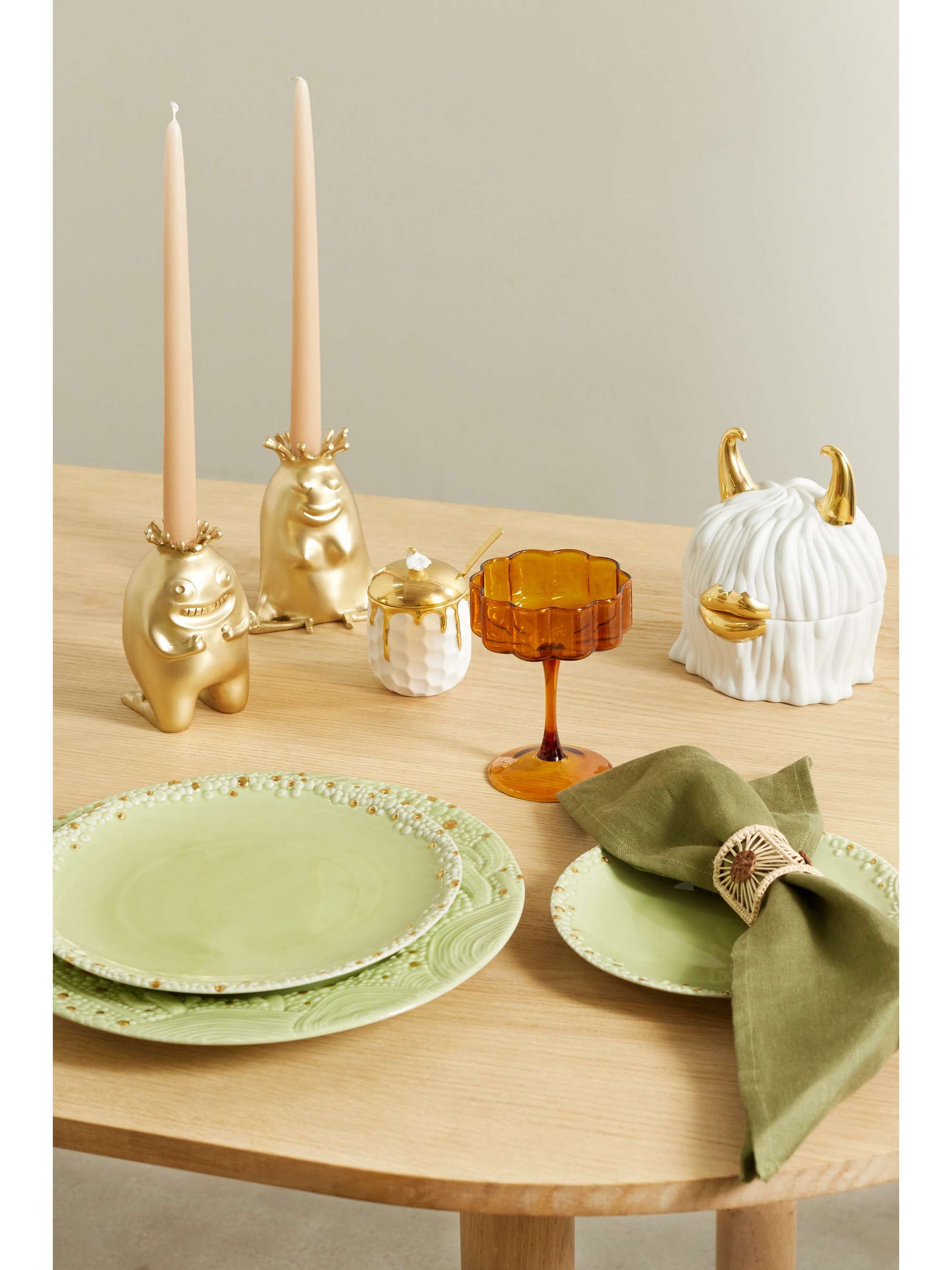 L'OBJET Assiette en porcelaine et plaqué or Mojave Desert x Haas Brothers, 27 cm