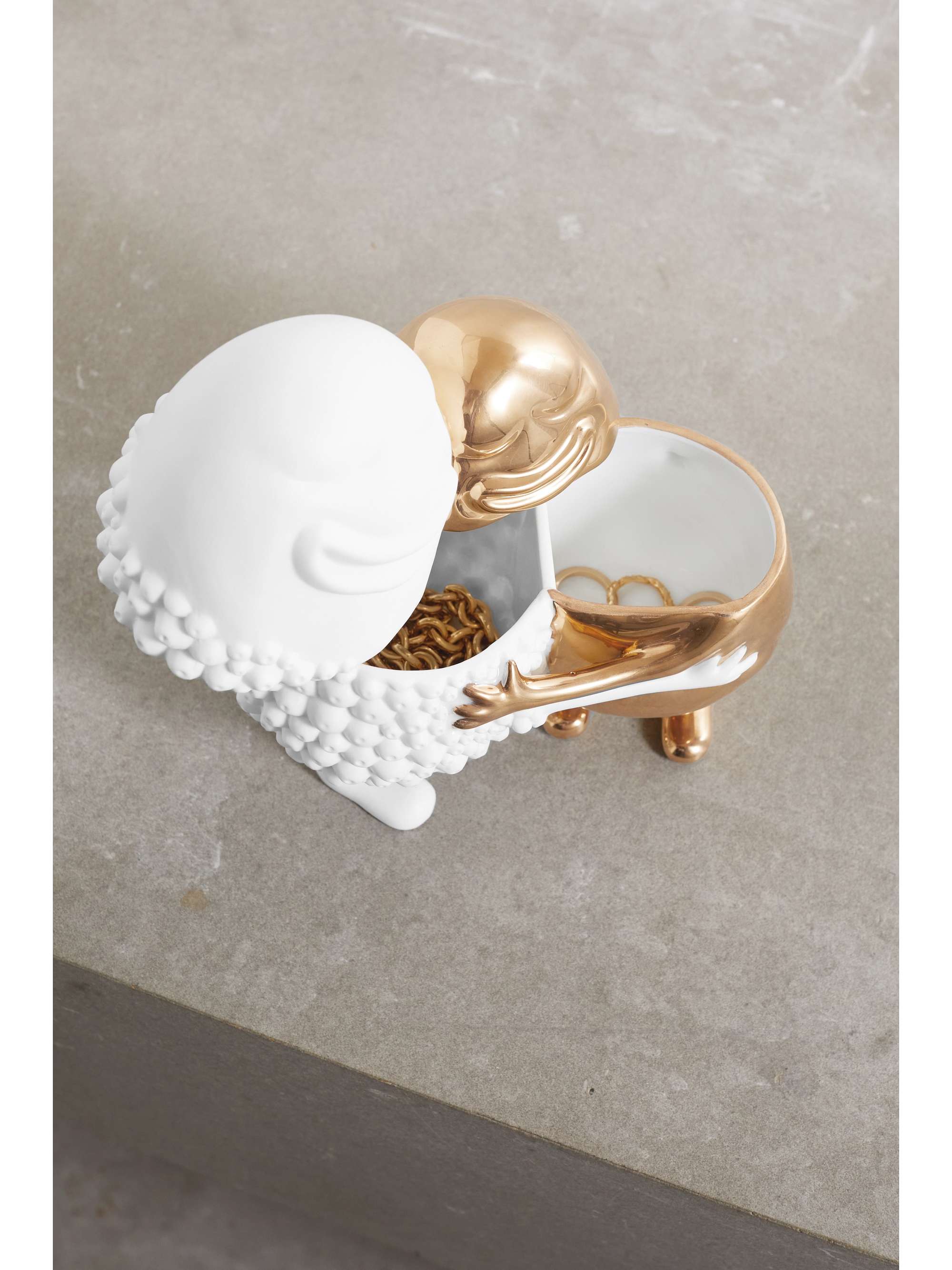 L'OBJET + Haas Brothers Huggers gold-plated porcelain box