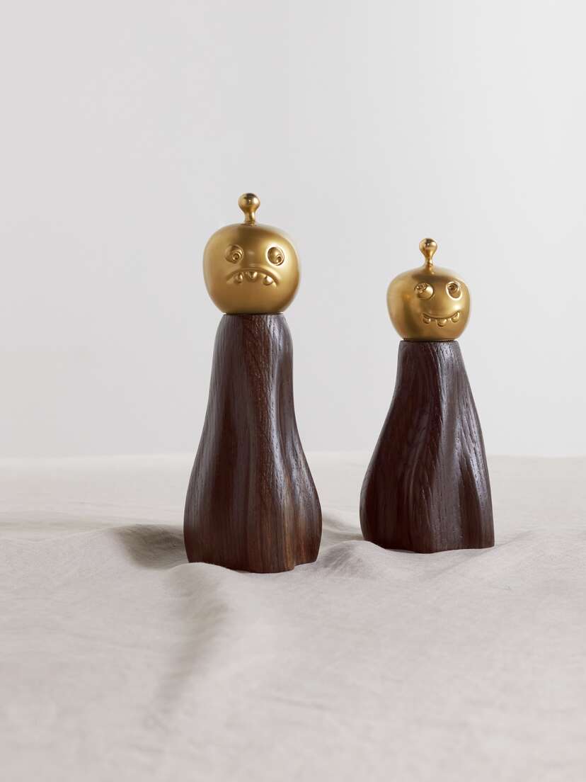L'Objet + Haas Brothers Fantomes Set Of Two Wood And Gold-tone Salt And Pepper Mills