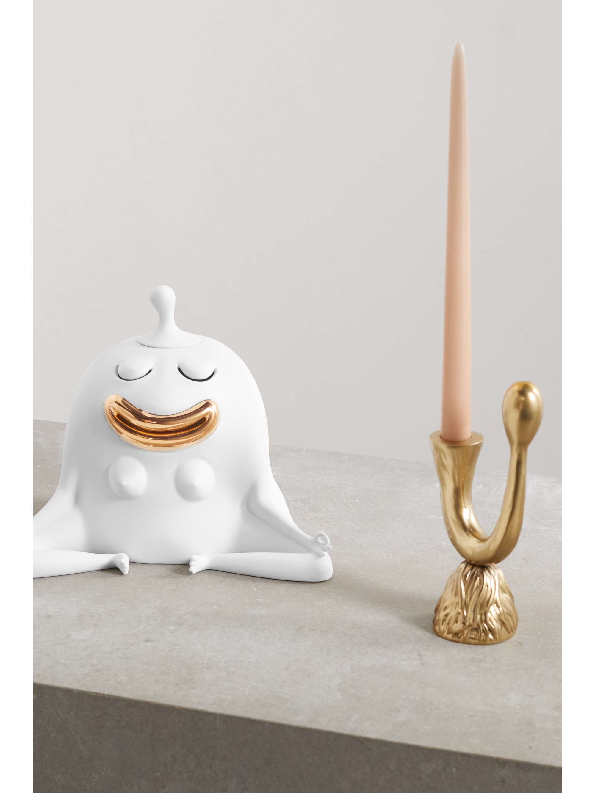 L'OBJET Haas Brothers + مبخرة Meditator من البورسلين المطلي بالذهب