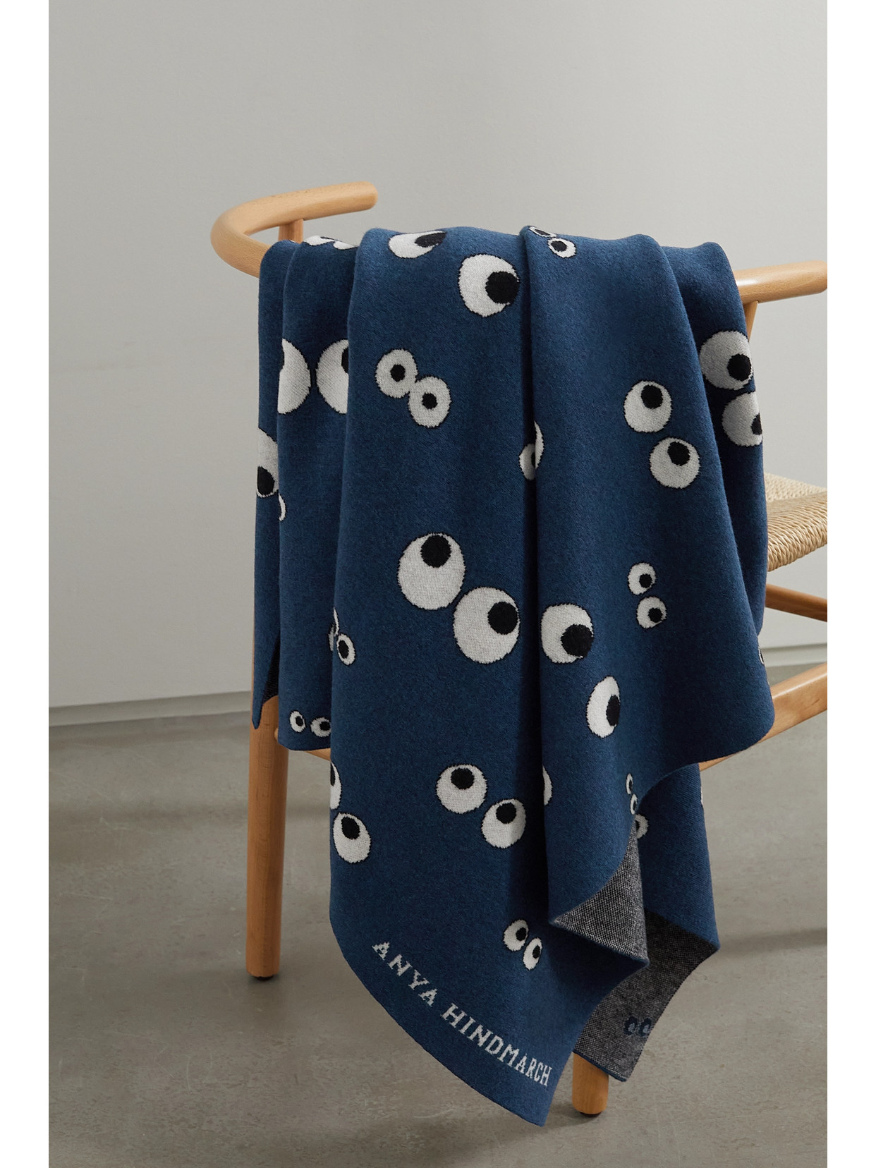 Anya Hindmarch - All Over Eyes Intarsia Wool Blanket - Blue