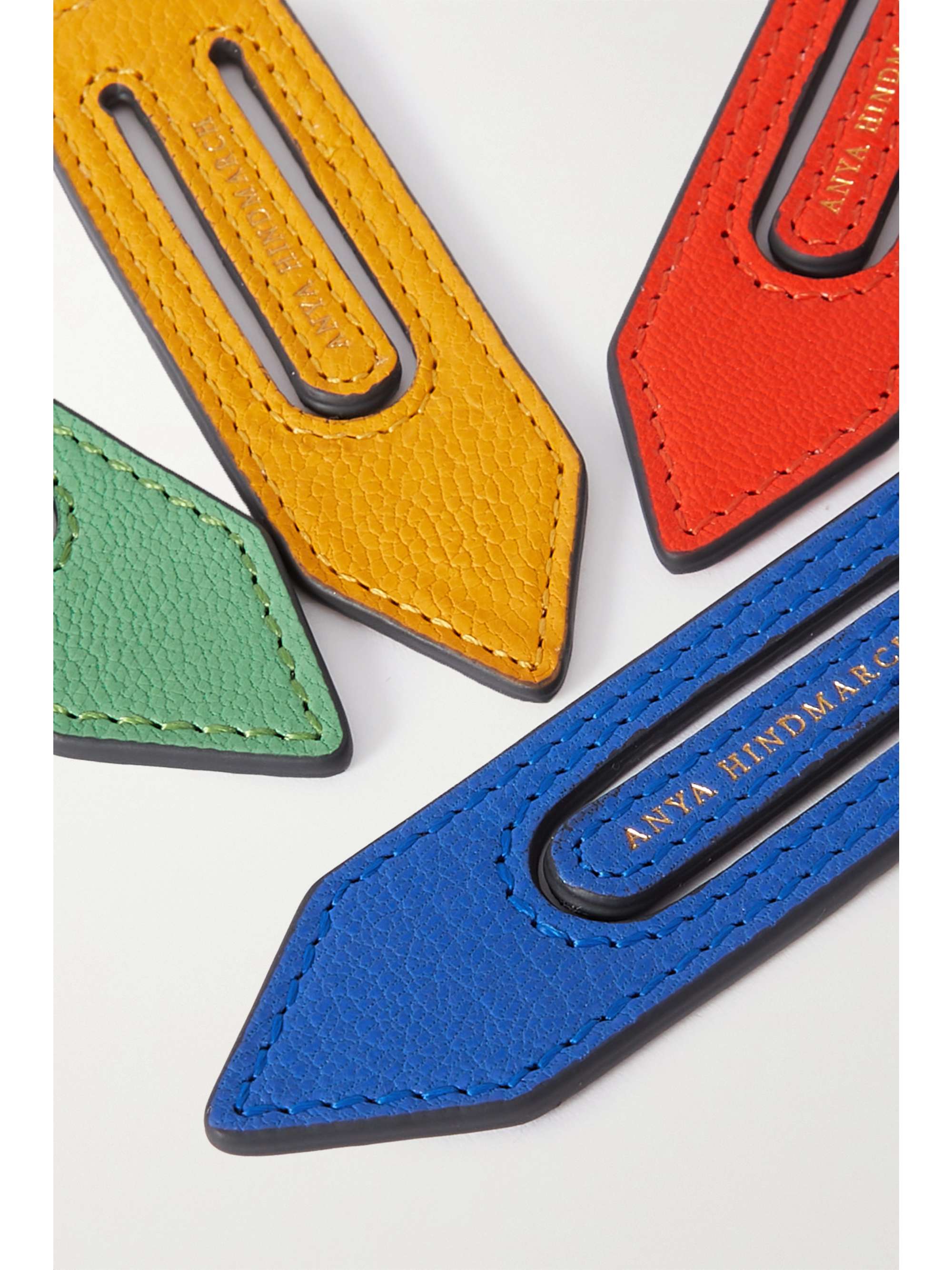 ANYA HINDMARCH Set of four textured-leather bookmarks