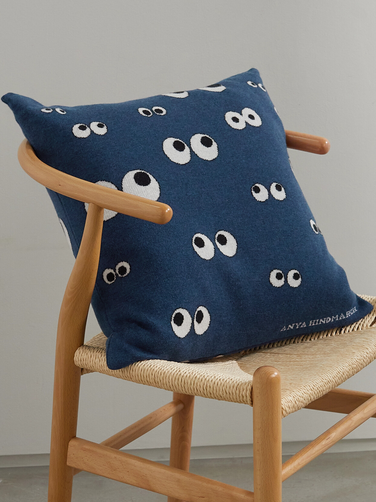 Anya Hindmarch - All Over Eyes Intarsia Wool Cushion - Blue