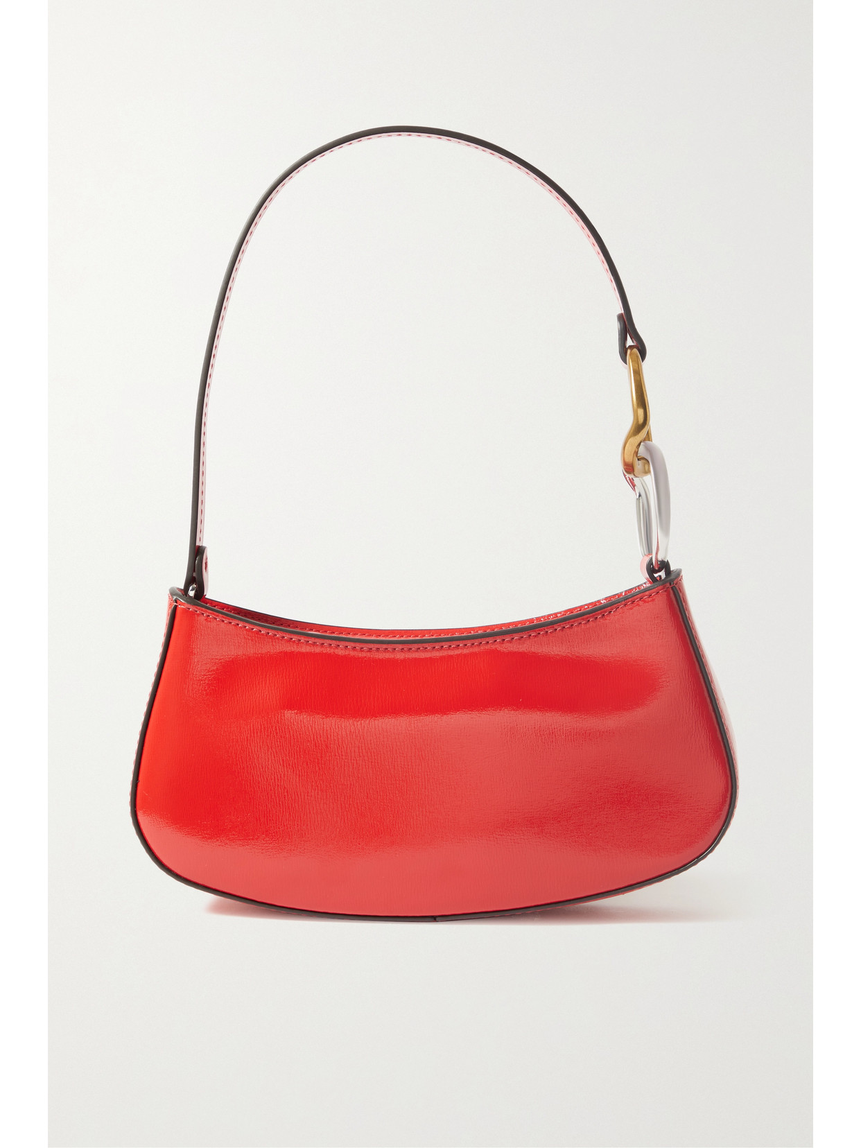 Staud Ollie Leather Shoulder Bag In Cherry