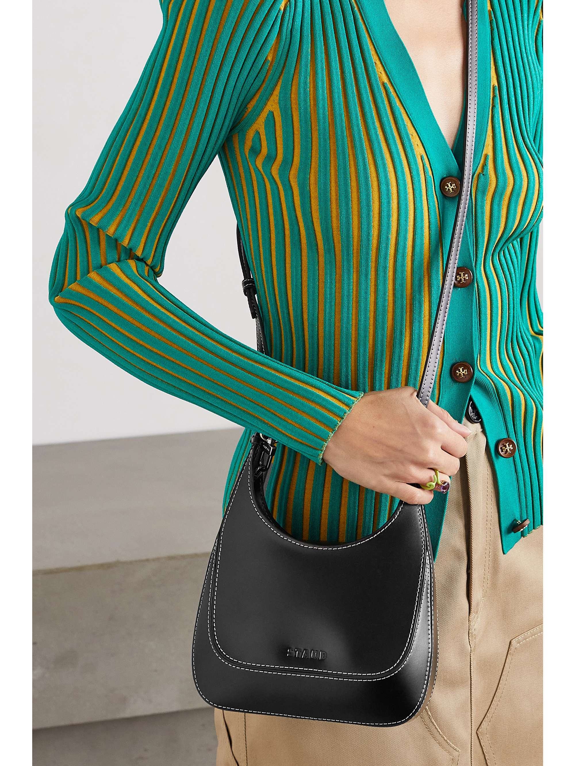 スタウド・STAUD】Mick paneled leather shoulder bag - www.jsl.com.br
