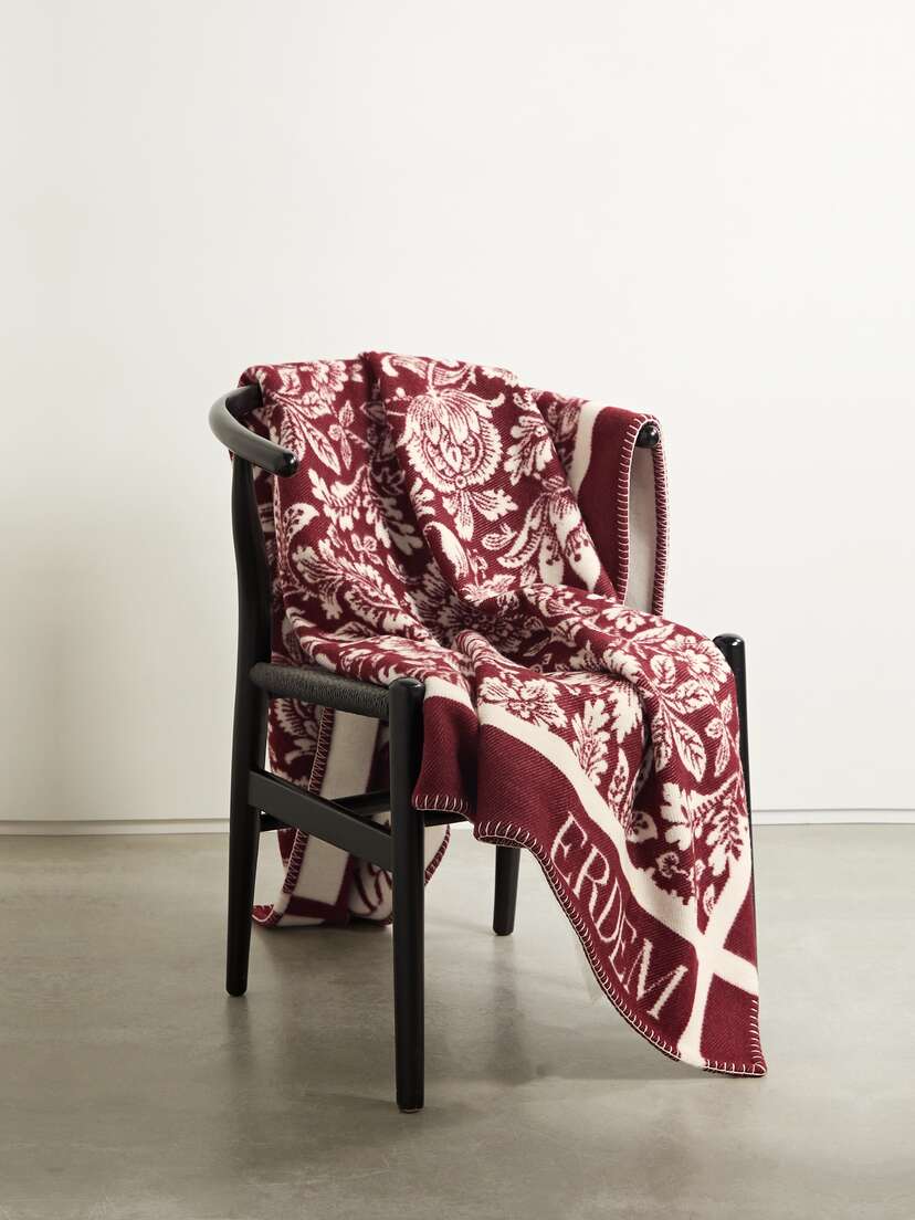 Erdem Floral-jacquard Wool And Cashmere-blend Throw