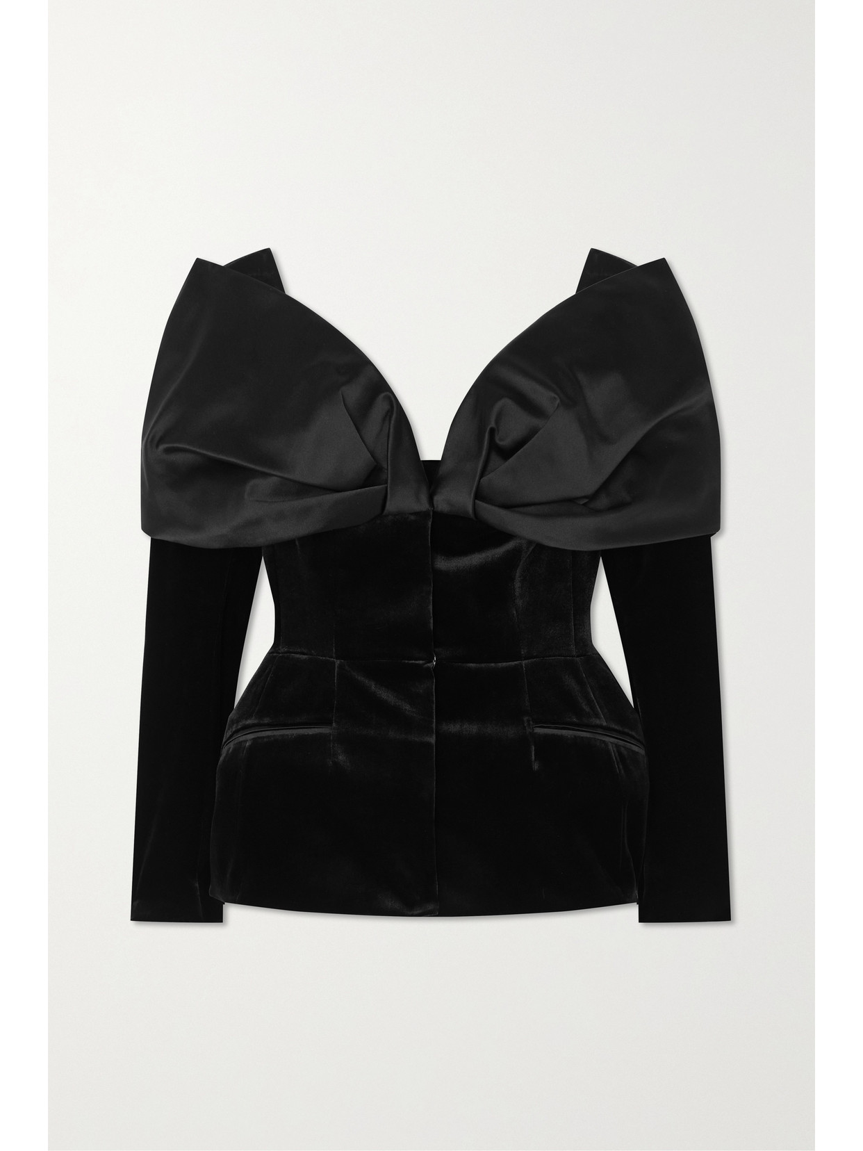 Safiyaa Elle Duchesse-silk And Velvet Blouse In Black