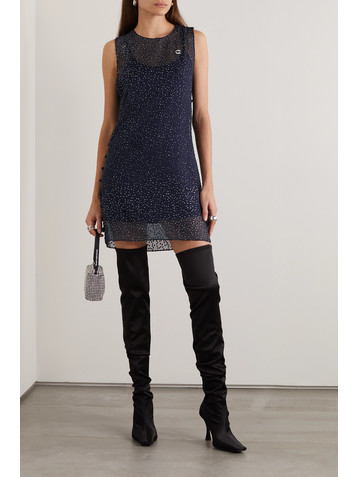 Coperni Glittered silk-chiffon mini dress