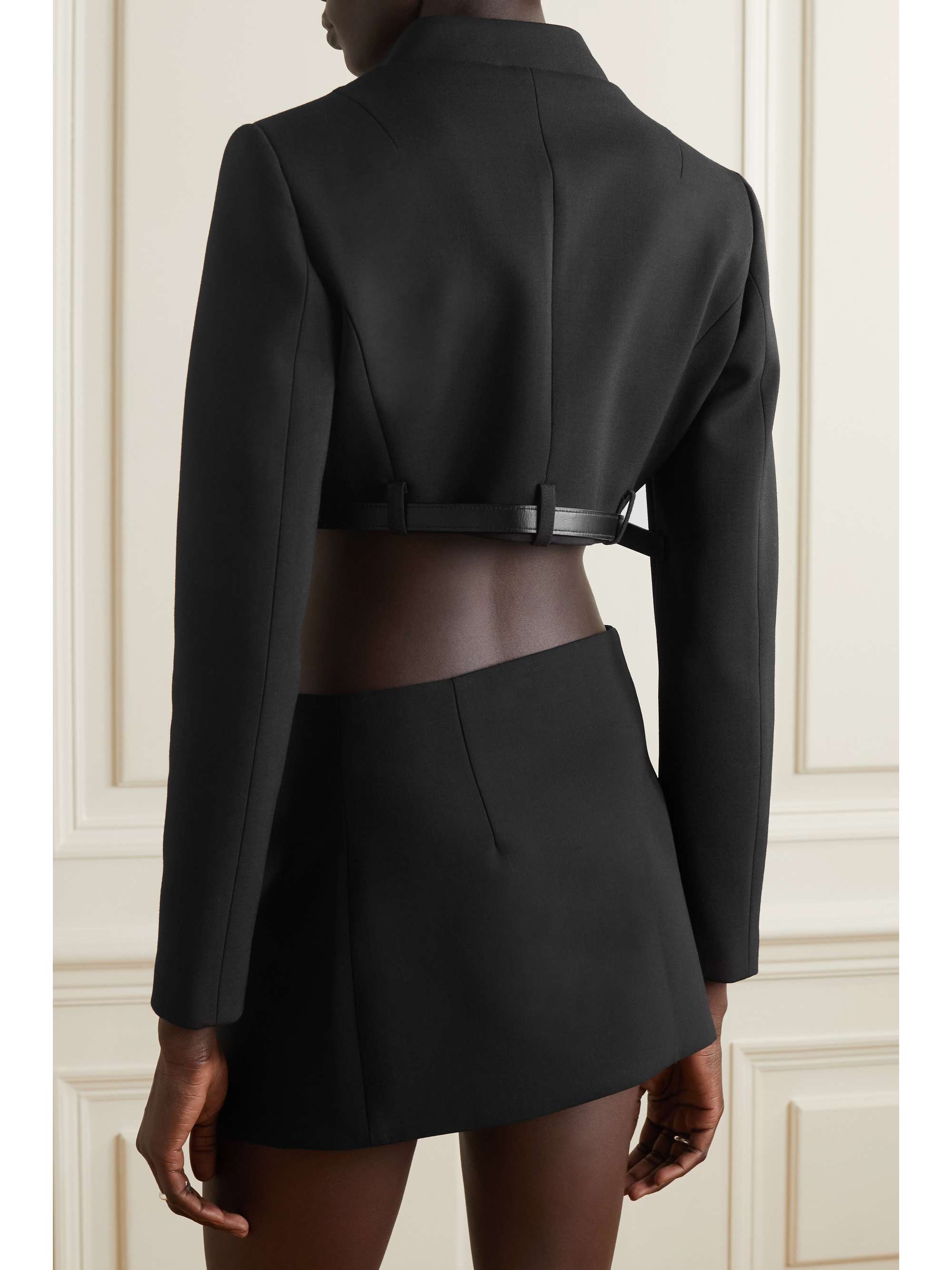 COPERNI Cropped belted stretch-crepe jacket