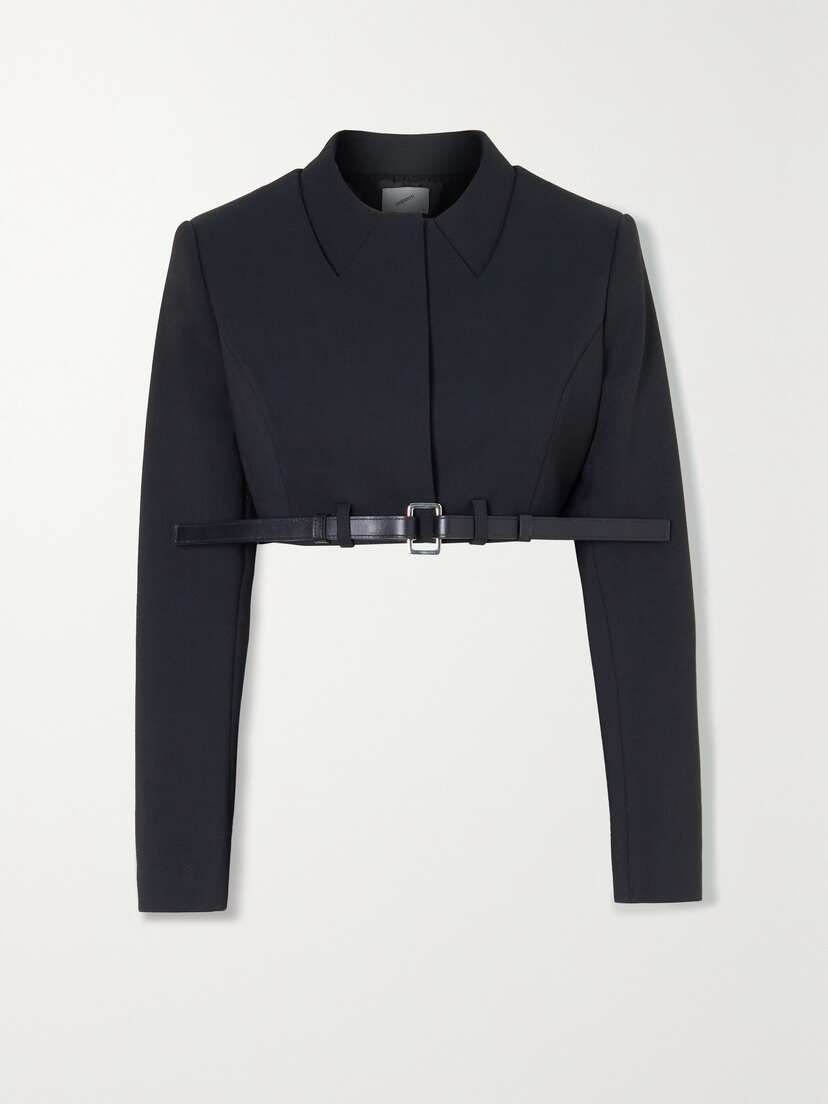 Coperni Cropped Belted Stretch-crepe Jacket