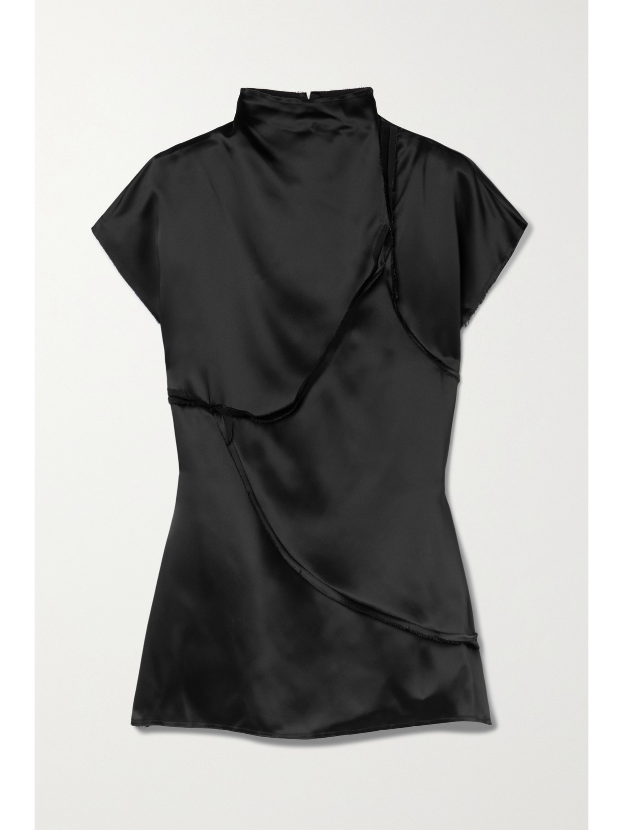 GAUCHERE Frayed Paneled Satin Top