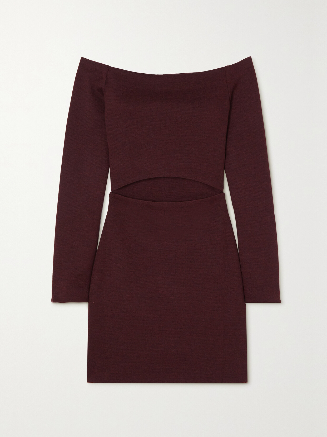 GAUCHERE - Off-the-shoulder Cutout Wool Mini Dress - Burgundy