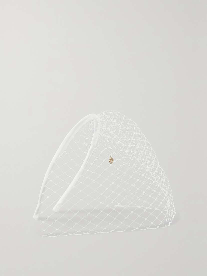 Maison Michel Mesh-appliquéd Satin Headband