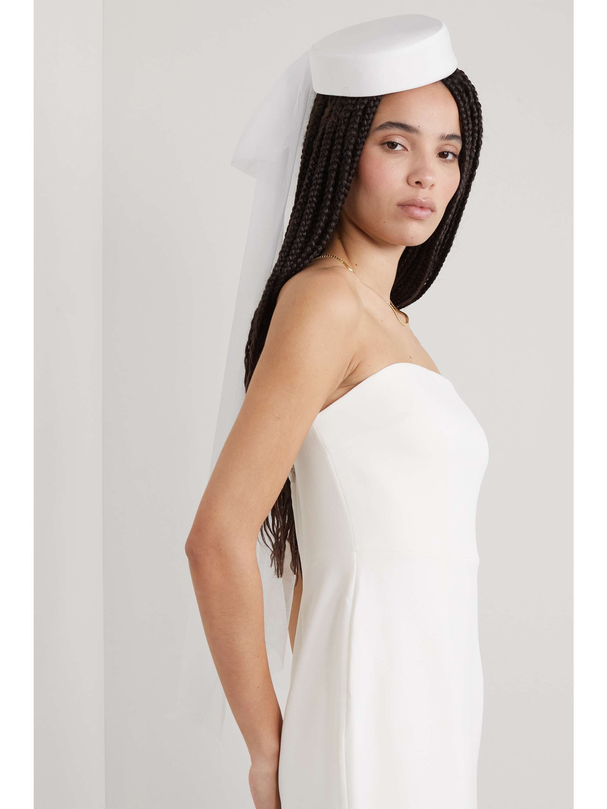 MAISON MICHEL Jackie bow-detailed tulle, satin and wool-felt hat