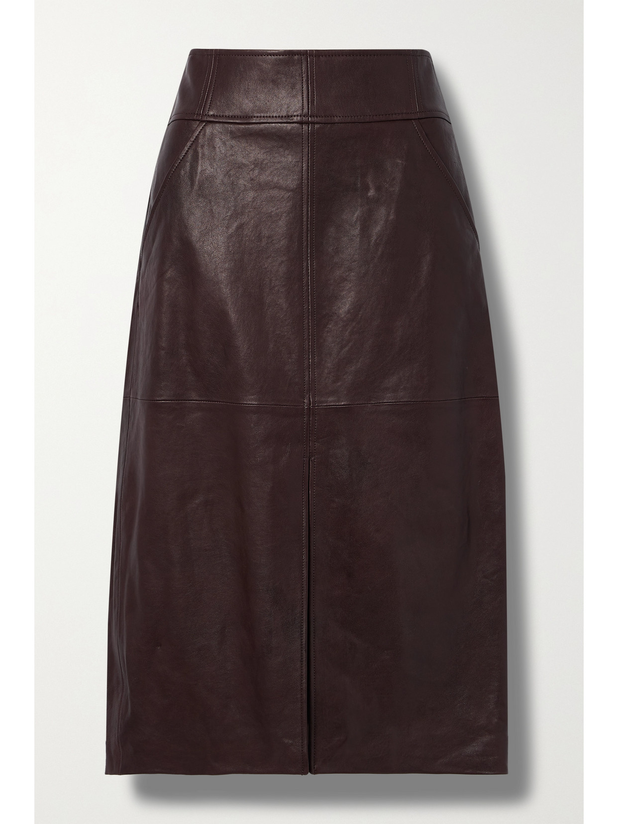 Veronica Beard Sorvino Paneled Leather Midi Skirt