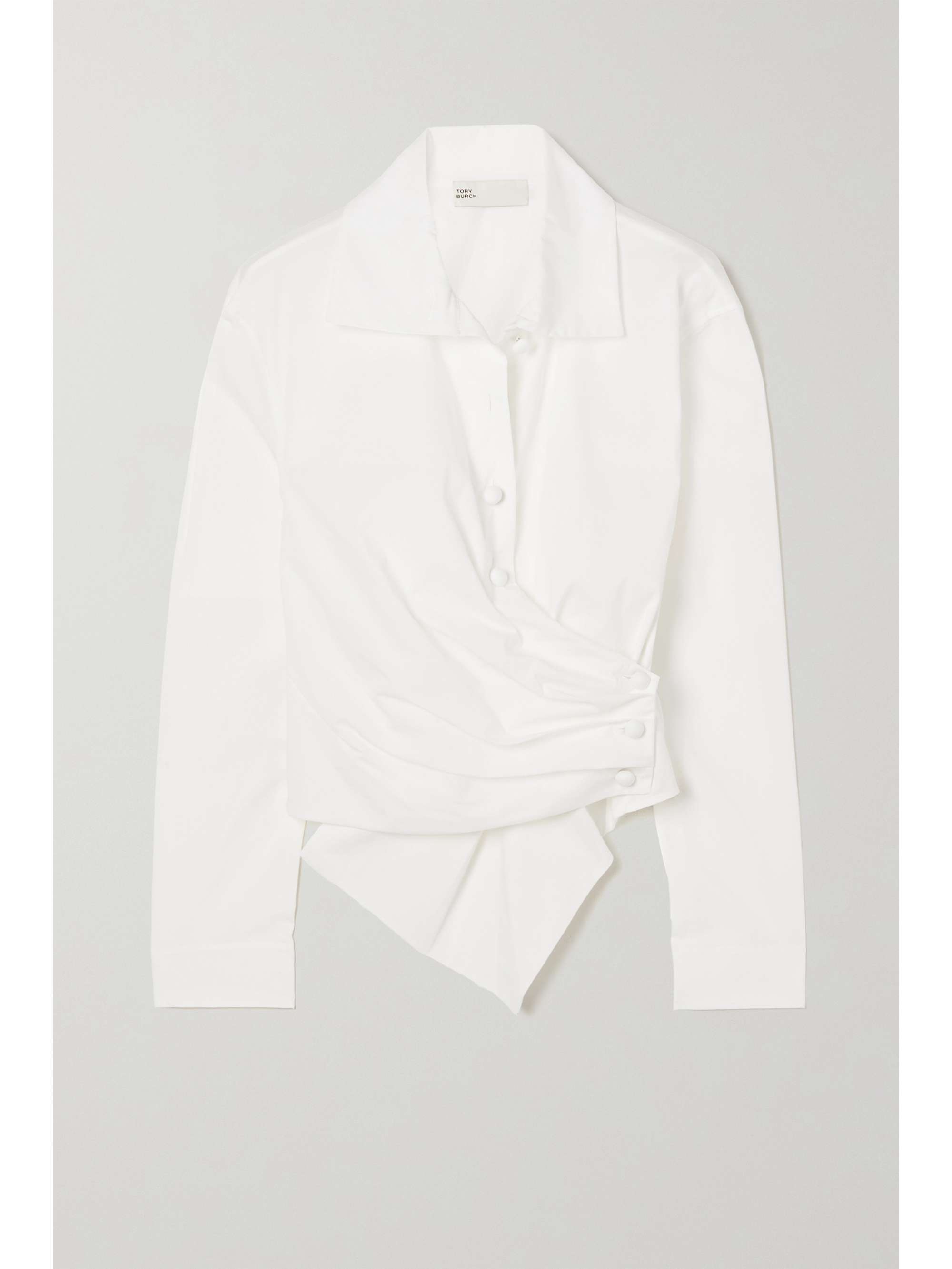 TORY BURCH Stretch-cotton poplin wrap shirt | NET-A-PORTER TORY BURCH Stretch-cotton poplin wrap shirt | NET-A-PORTER