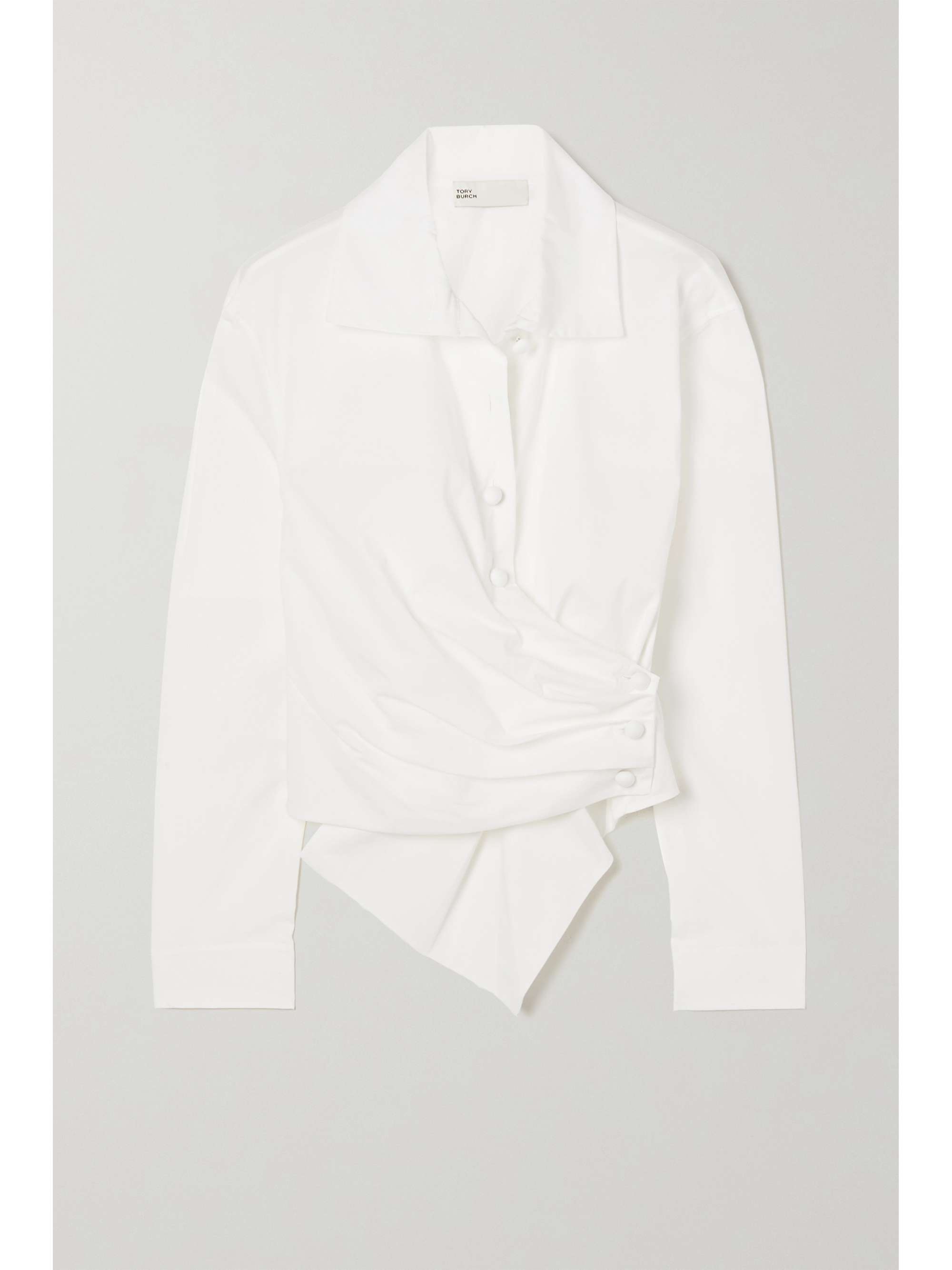 TORY BURCH Stretch-cotton poplin wrap shirt | NET-A-PORTER