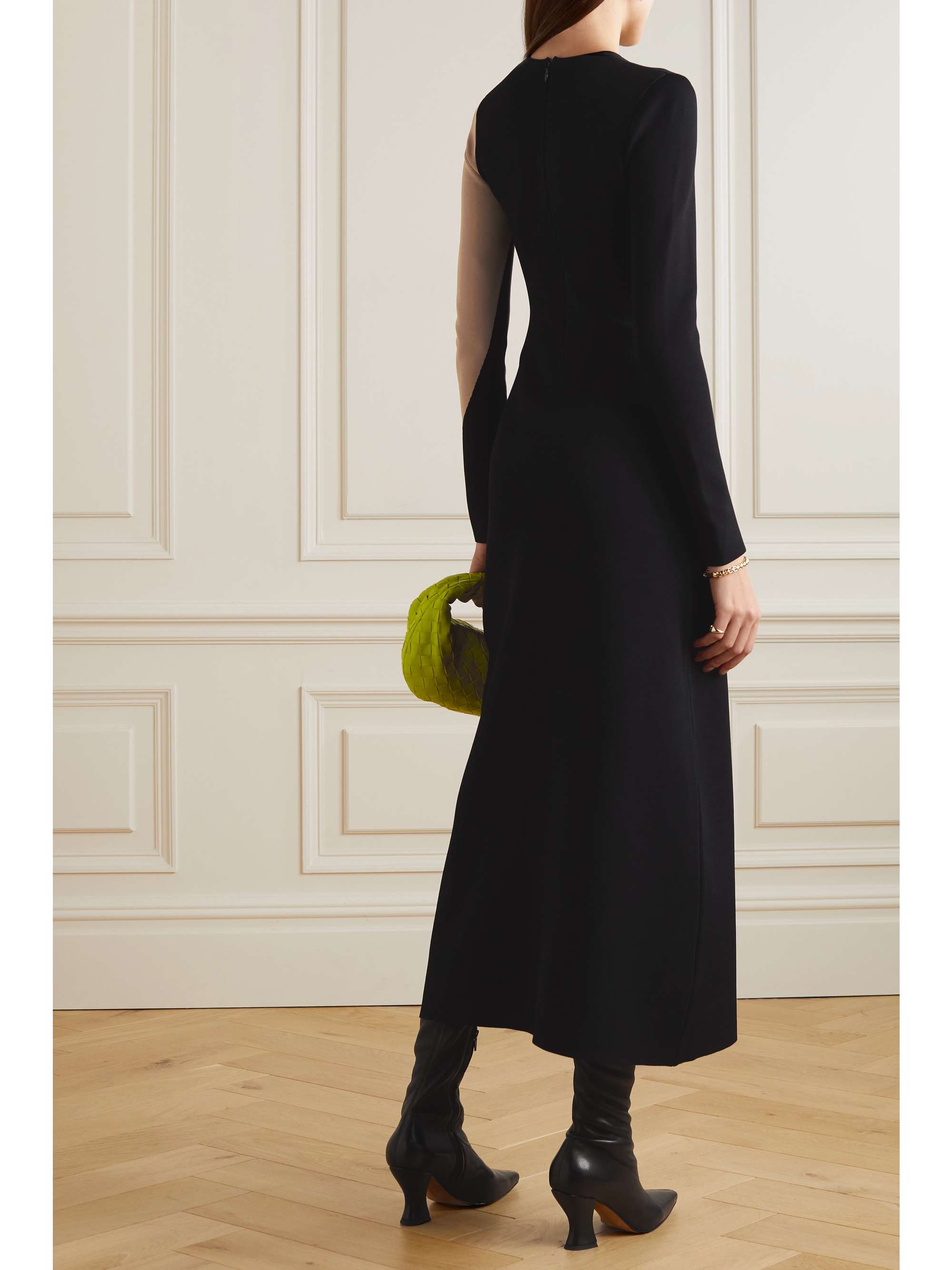 TORY BURCH Two-tone stretch-knit midi dress