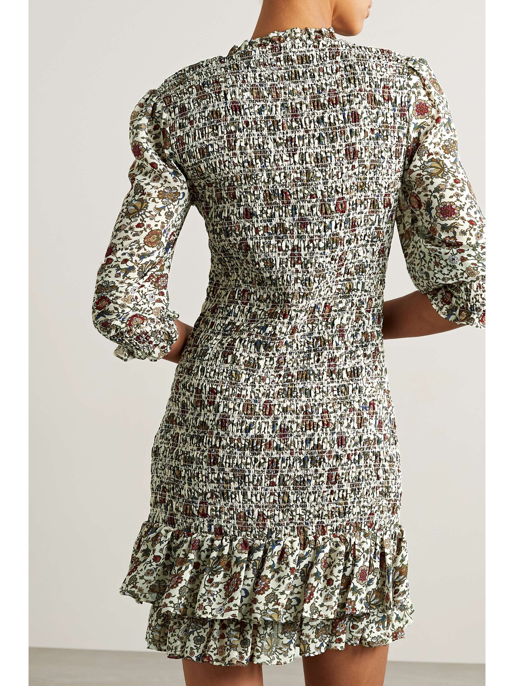 apodo Relajante Decorativo VERONICA BEARD Farha shirred ruffled floral-print voile mini dress |  NET-A-PORTER