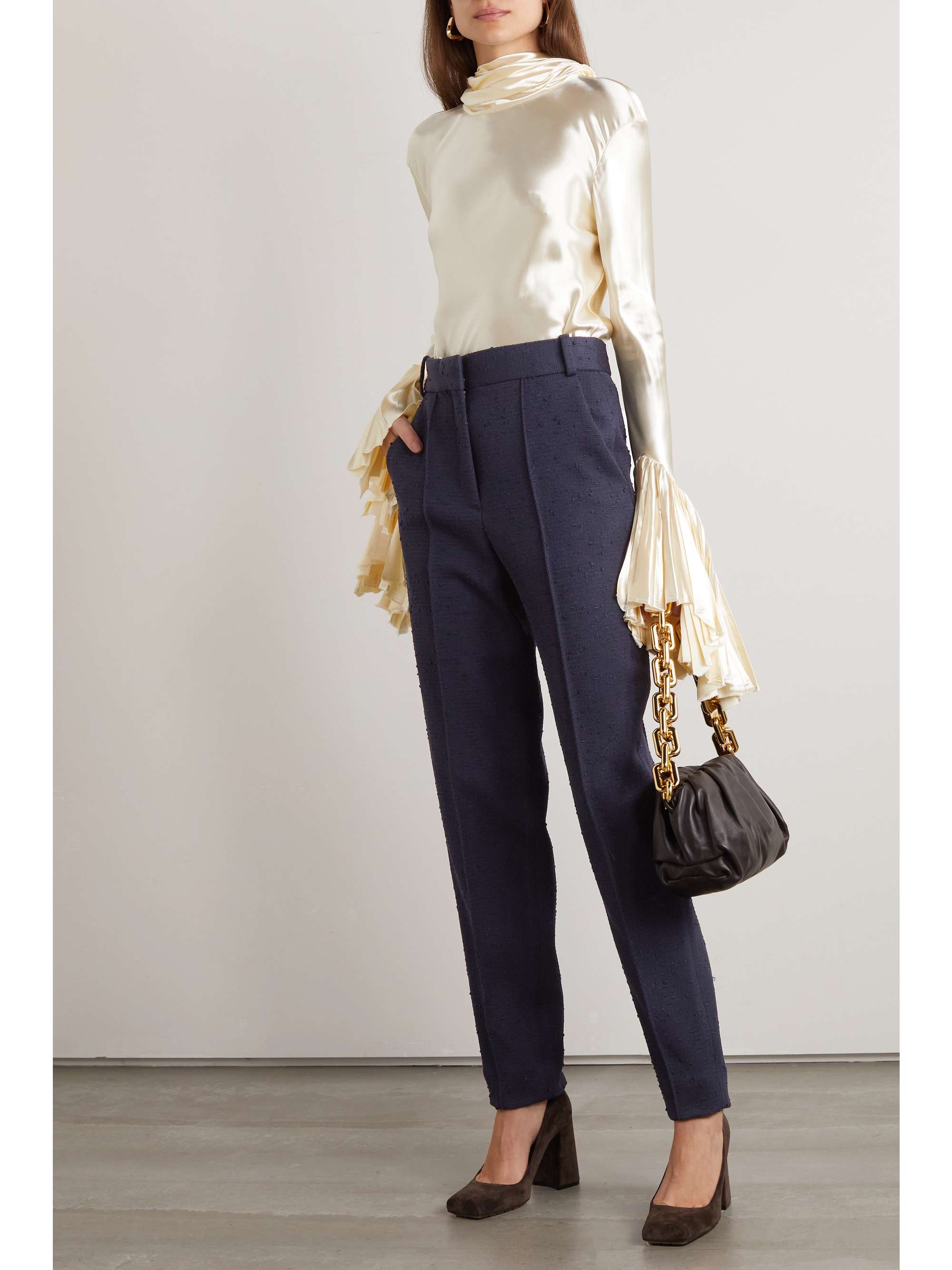 TORY BURCH Pleated wool-blend tapered pants | NET-A-PORTER