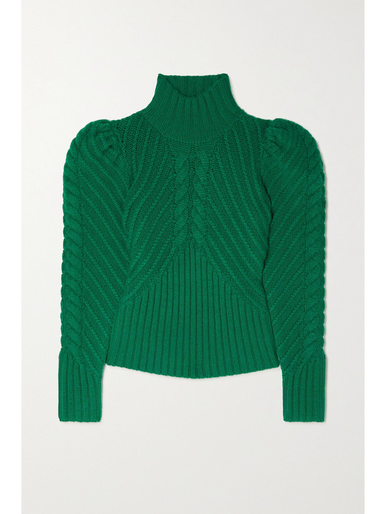 Zimmermann Celestial Cable Stitch Turtleneck Cashmere Blend Sweater In Green