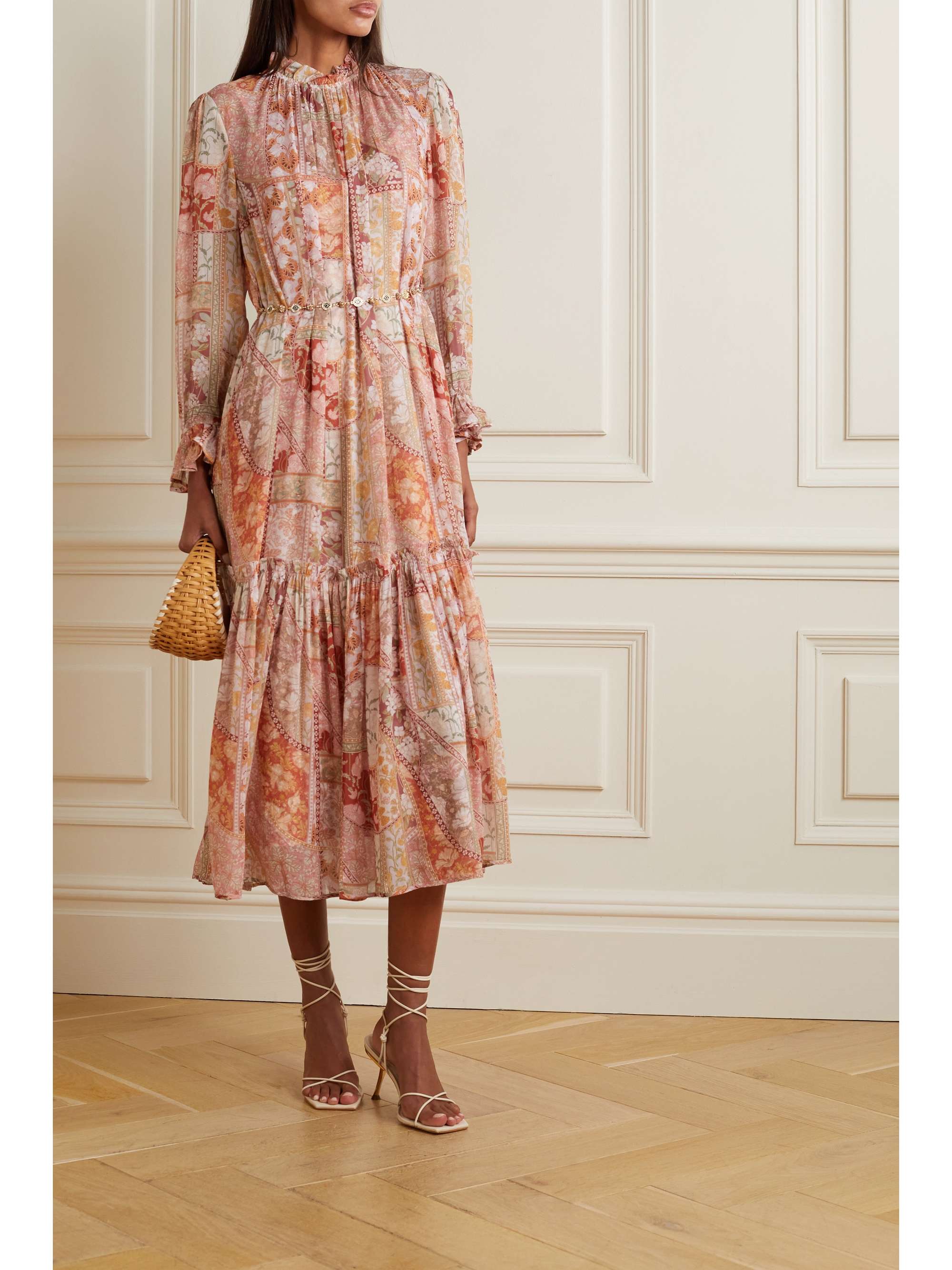 Red Kaleidoscope belted printed georgette midi dress | ZIMMERMANN | NET-A-PORTER