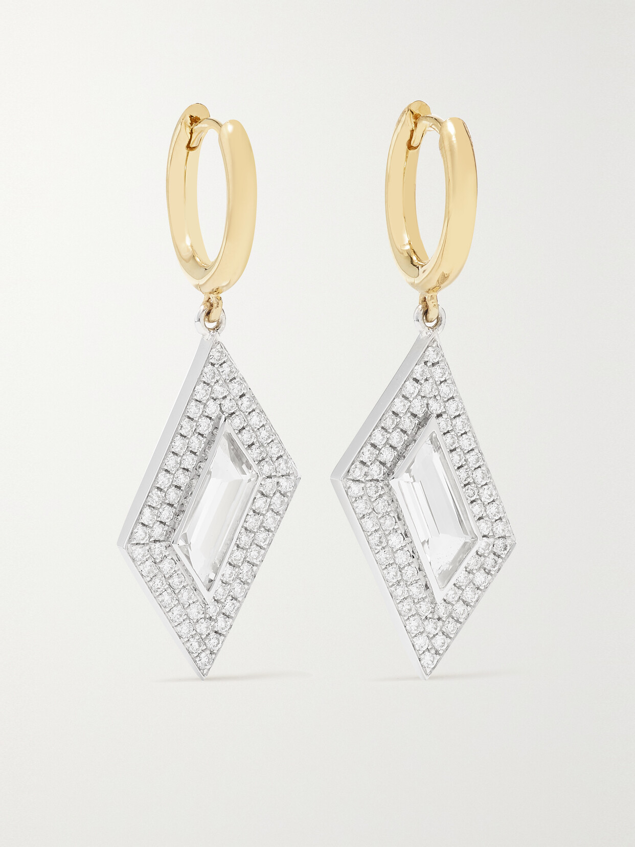 Emily P Wheeler + Net Sustain Rhomboid 18-karat Recycled Yellow And White Gold, Topaz And Diamond Hoop Earrings