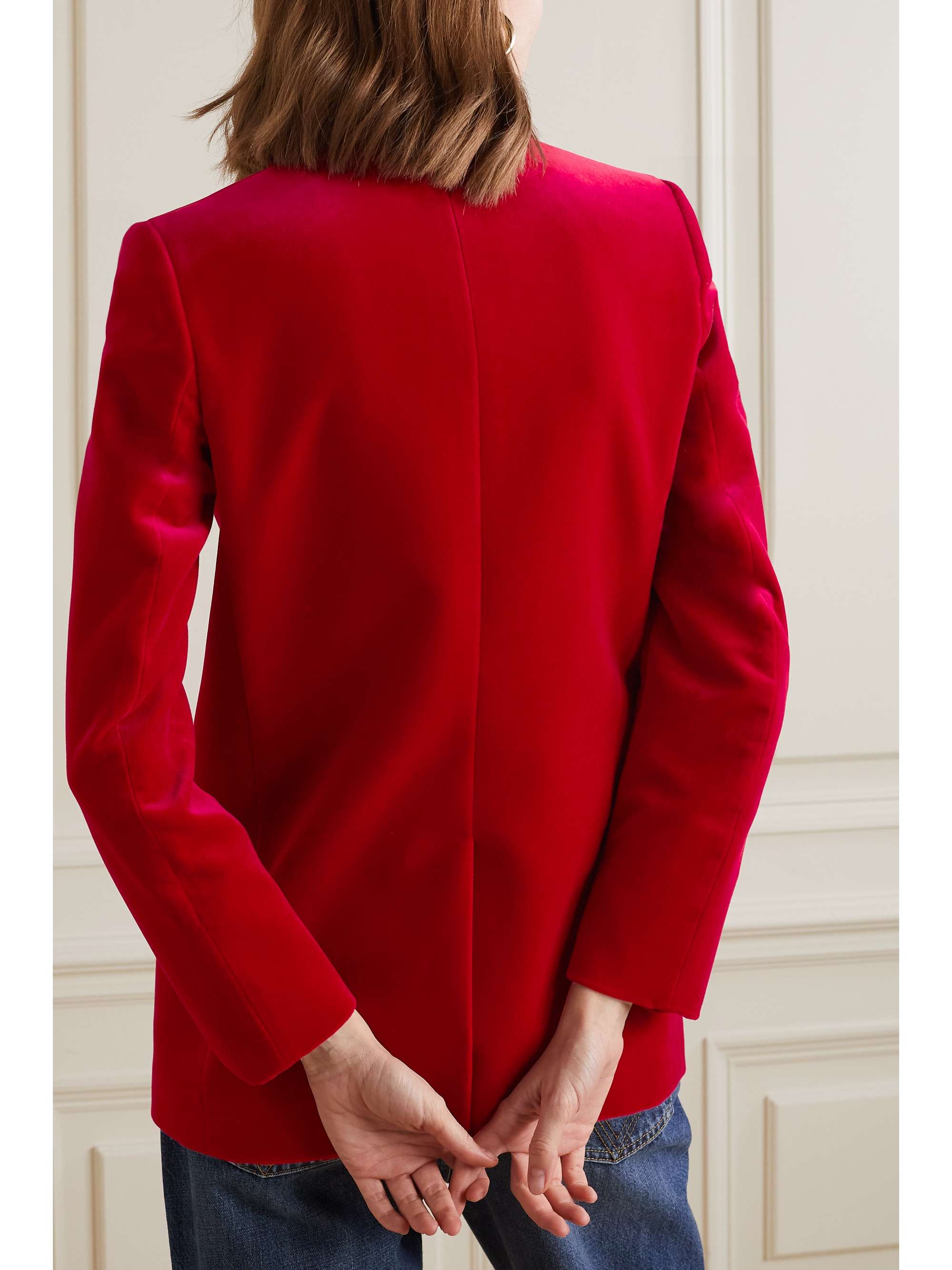 double-breasted cotton-velvet blazer 
