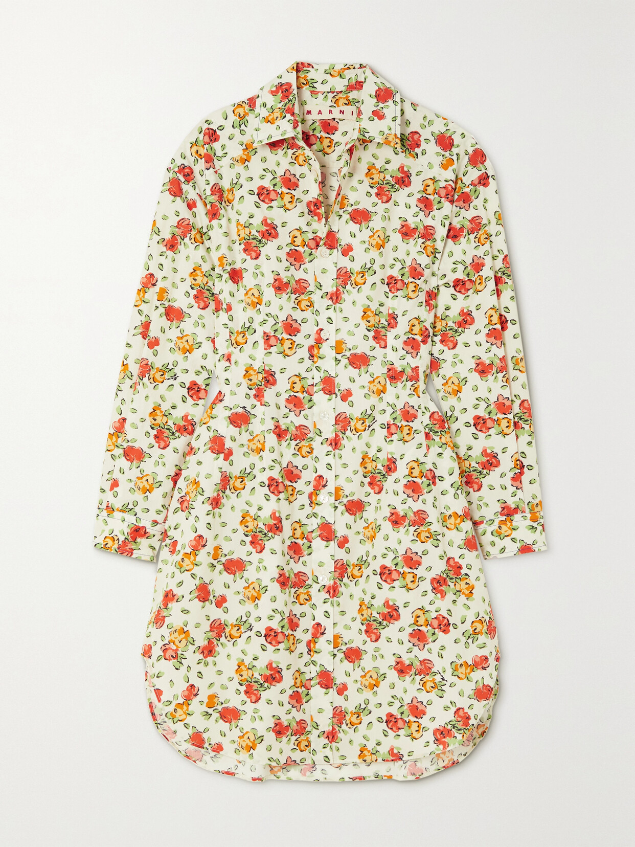 Marni Shirt Dress With Floral Pattern In White