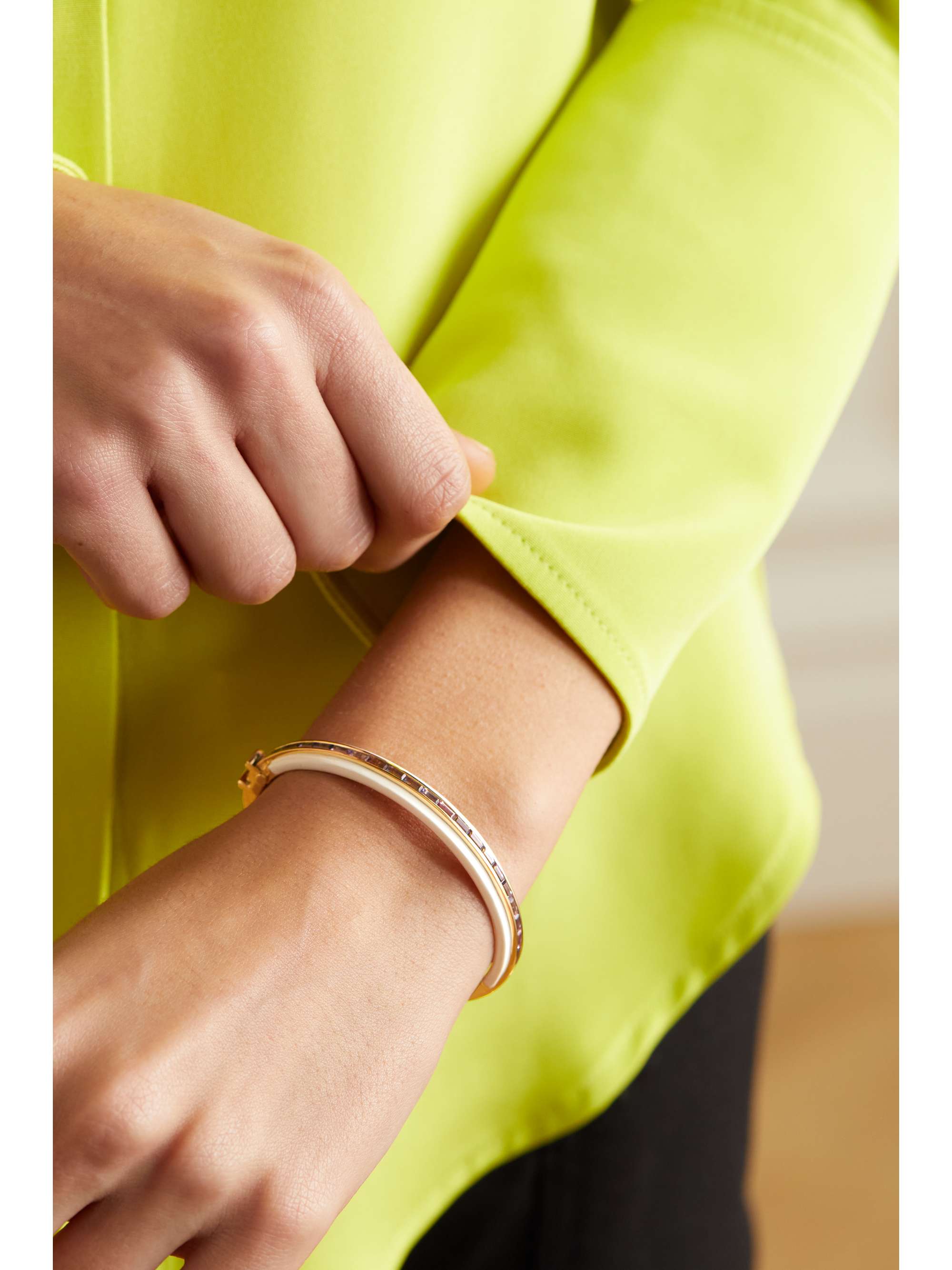 EMILY P. WHEELER Tiered 18-karat gold, enamel and spinel bracelet