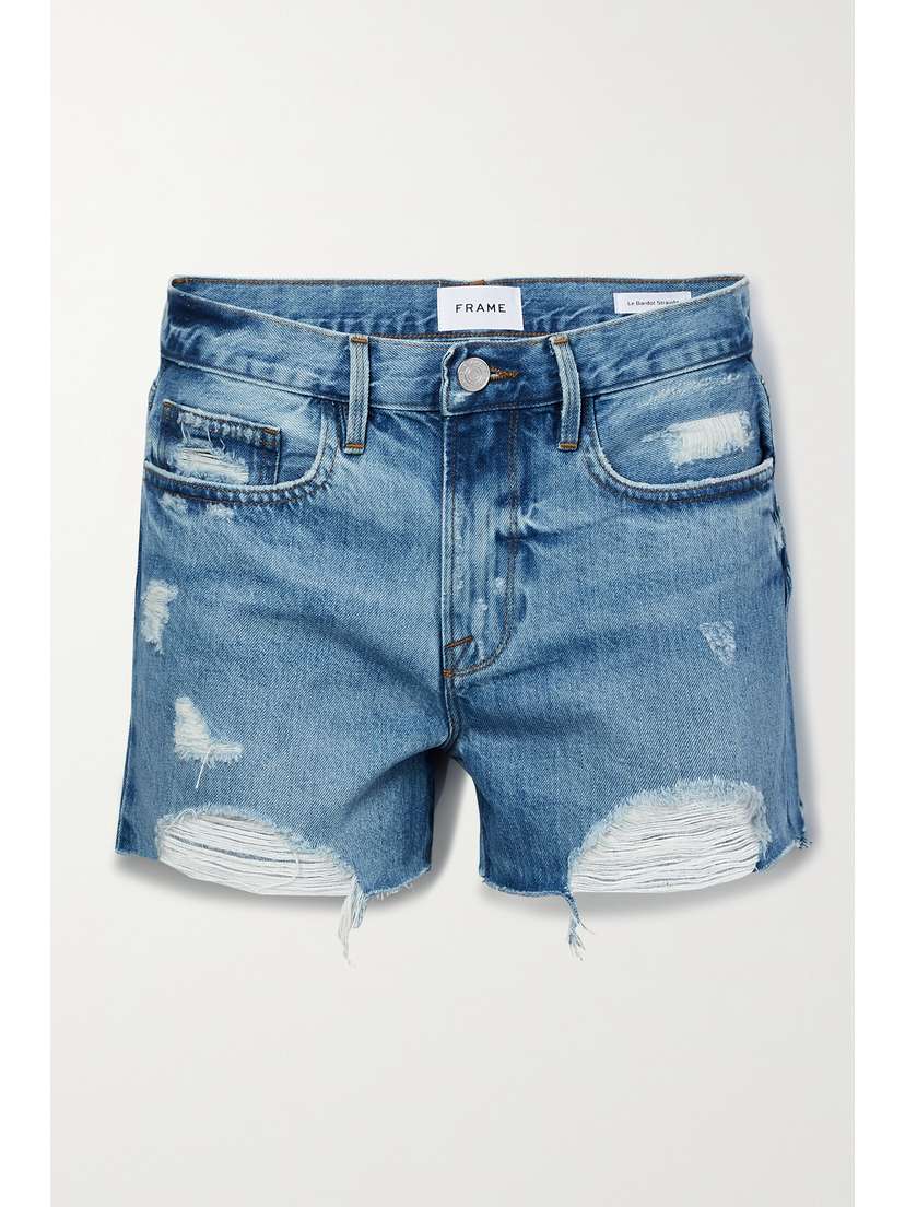 FRAME Le Brigette Distressed Denim Shorts