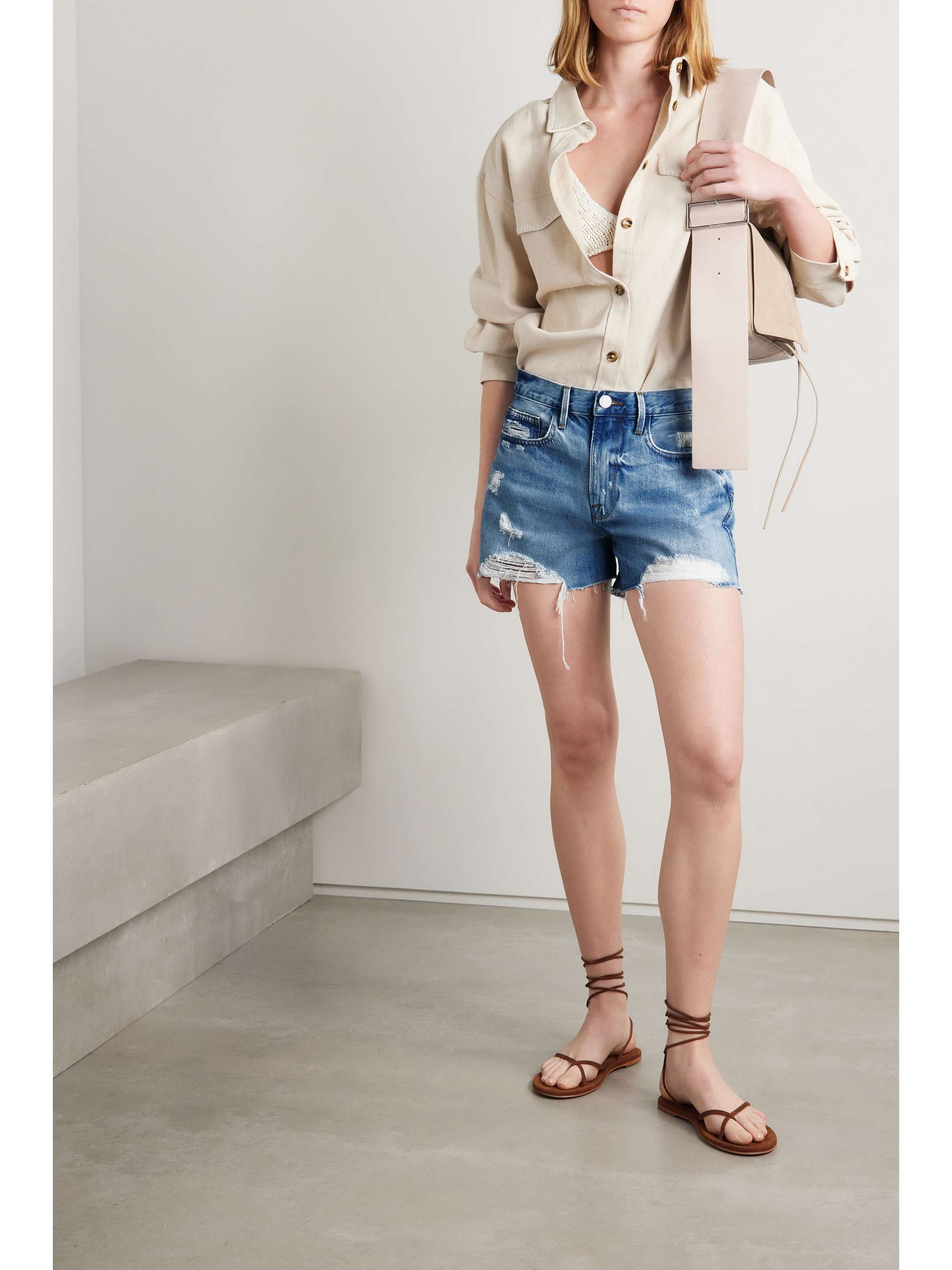 Light blue Le Brigette distressed denim 