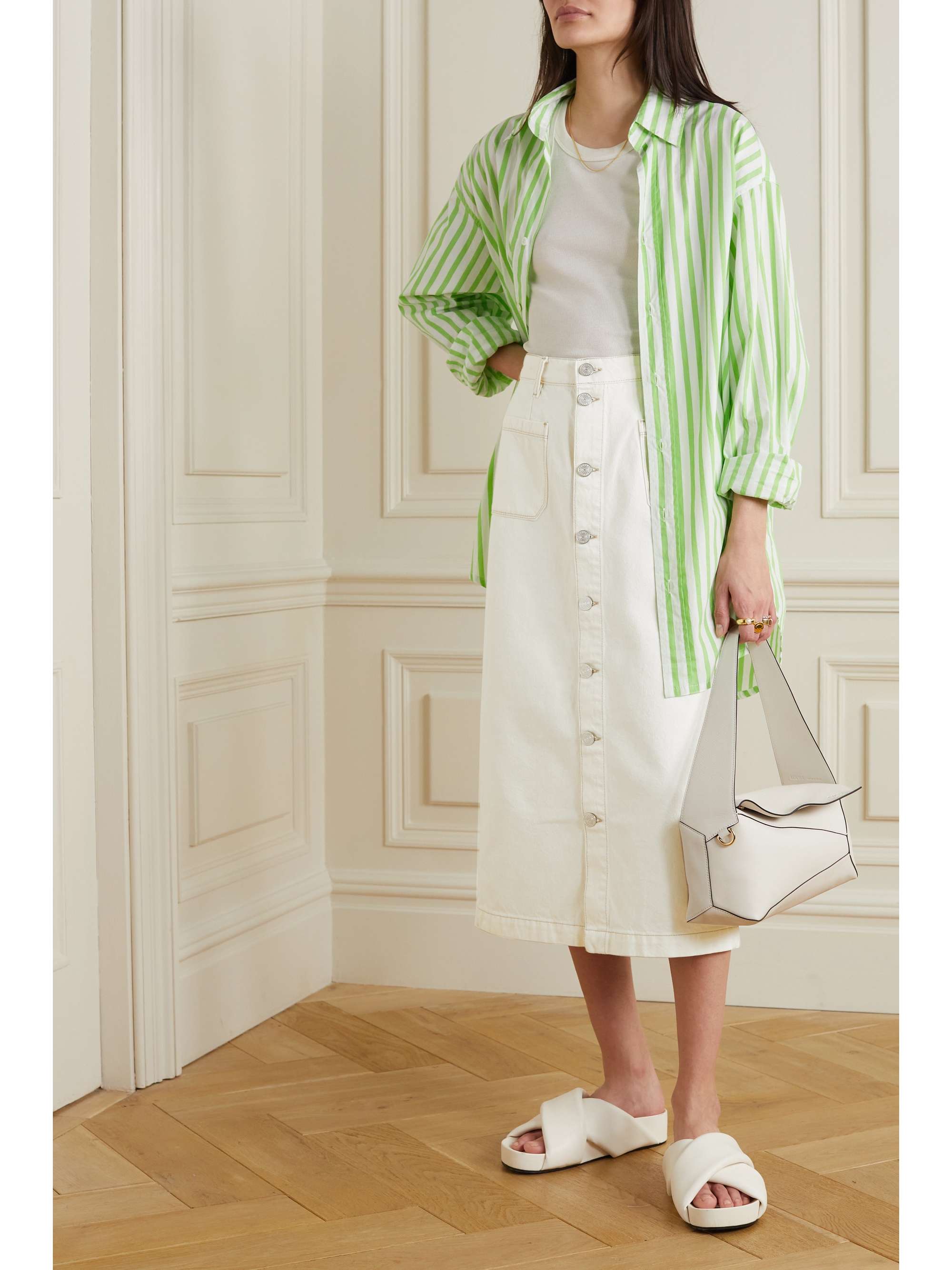 FRAME Le Bardot denim midi skirt NET A PORTER