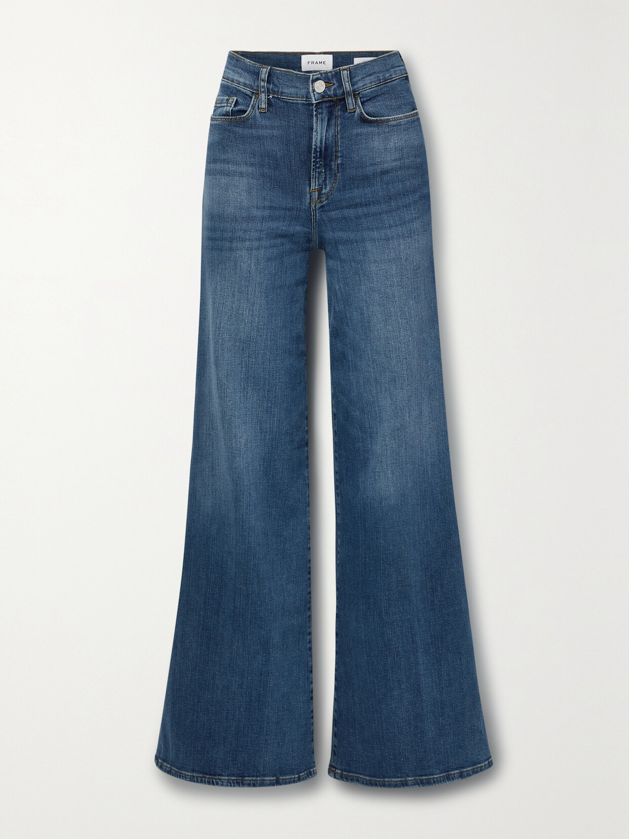 Frame Blue Wide Jeans With Drawstring In Blue