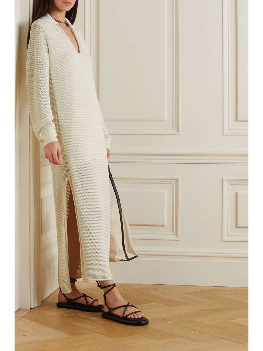 FRAME Crochetknit midi dress NETAPORTER