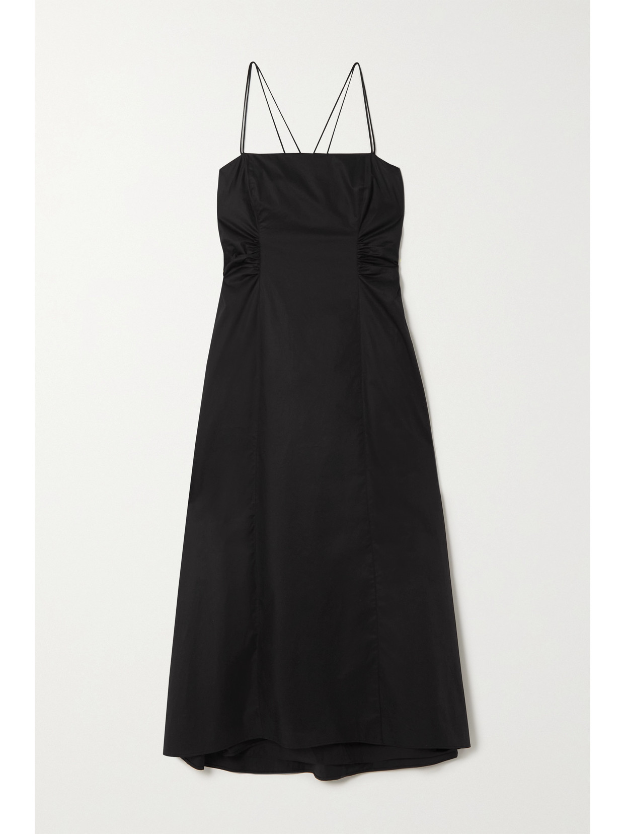 Frame Cutout Tie-back Cotton-blend Midi Dress In Black