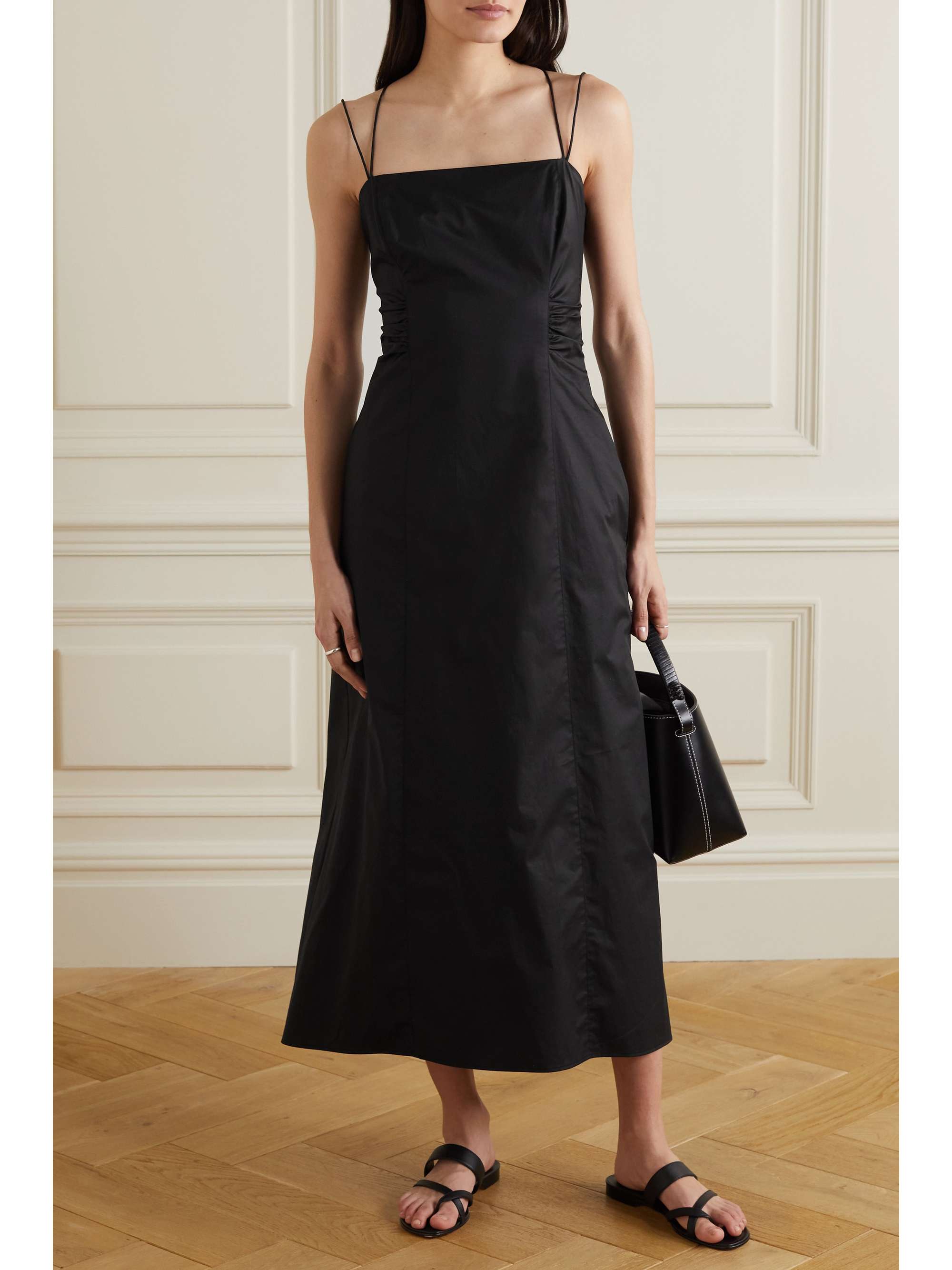 midi black cotton dress