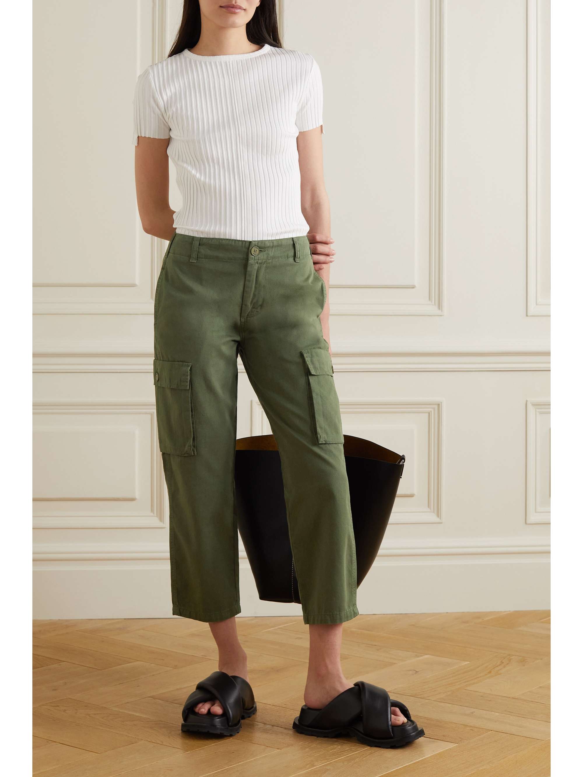 Cropped cotton-twill straight-leg pants