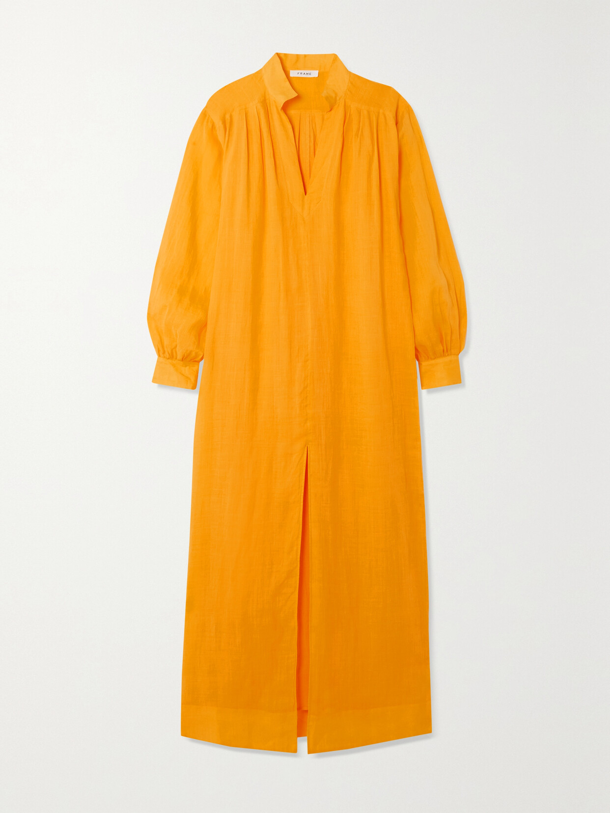 FRAME - Pleated Ramie Maxi Dress - Yellow