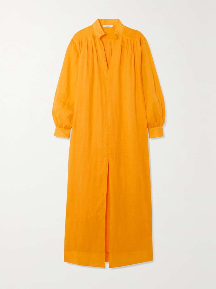 Frame Pleated Ramie Maxi Dress - x small