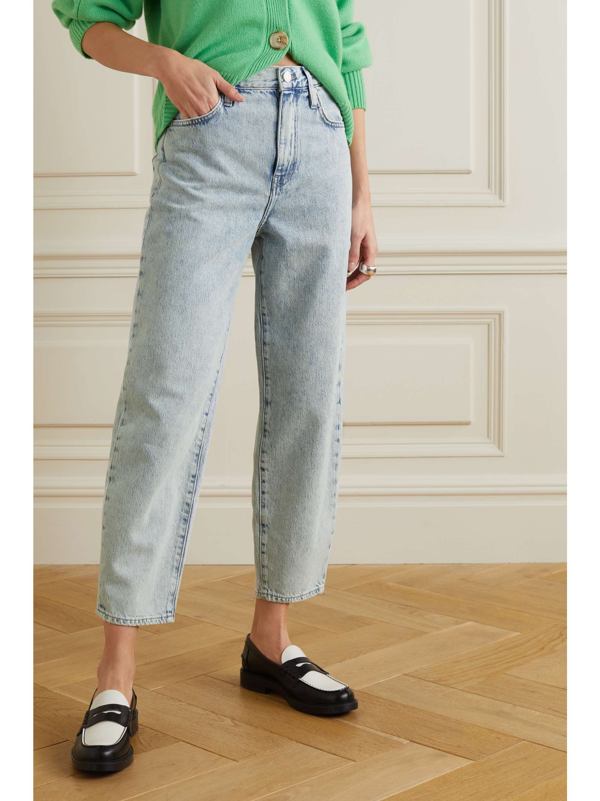 Light denim Barrel high-rise tapered 