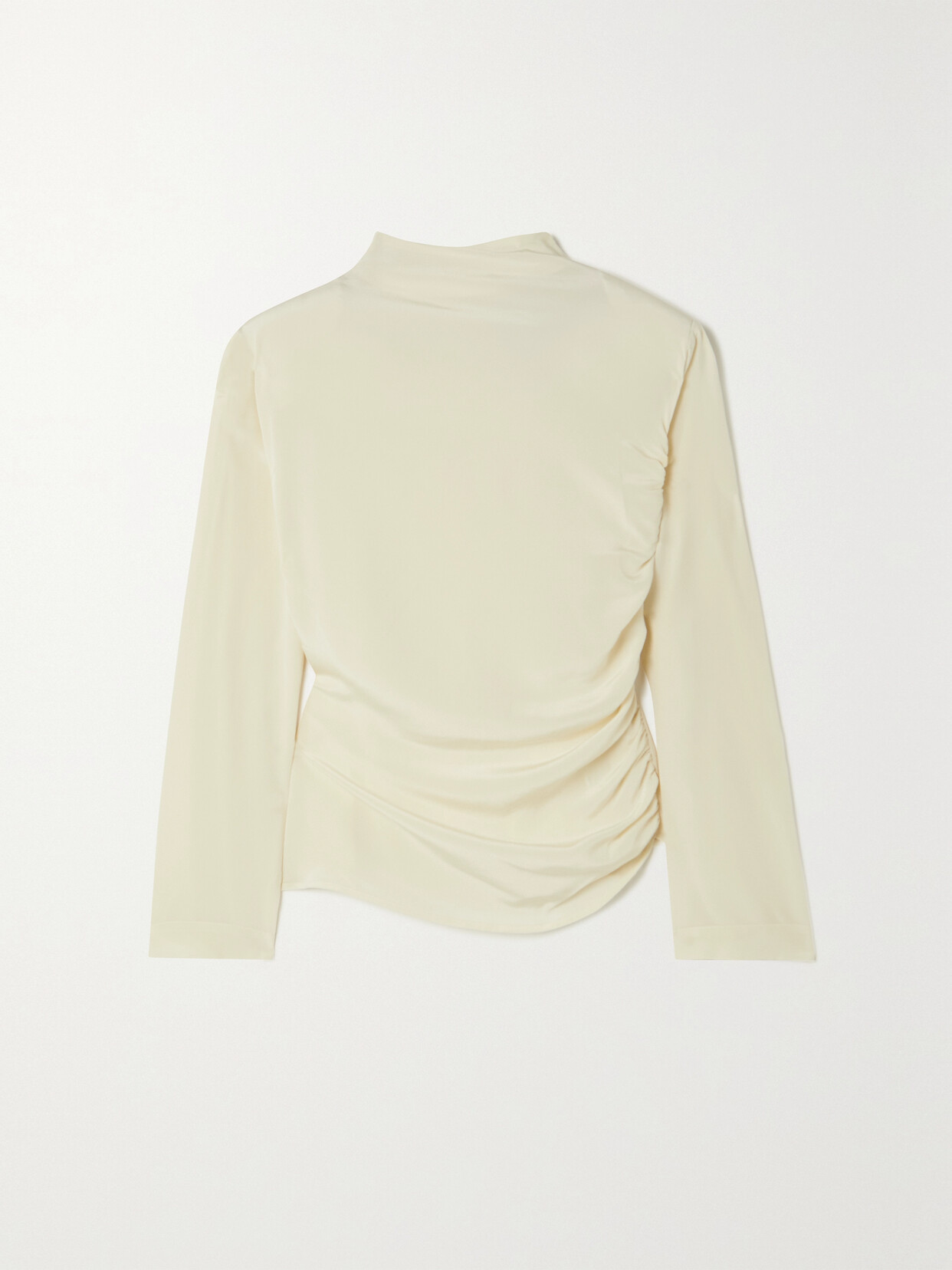 Envelope Jet Ruched Silk Crepe De Chine Top In Cream