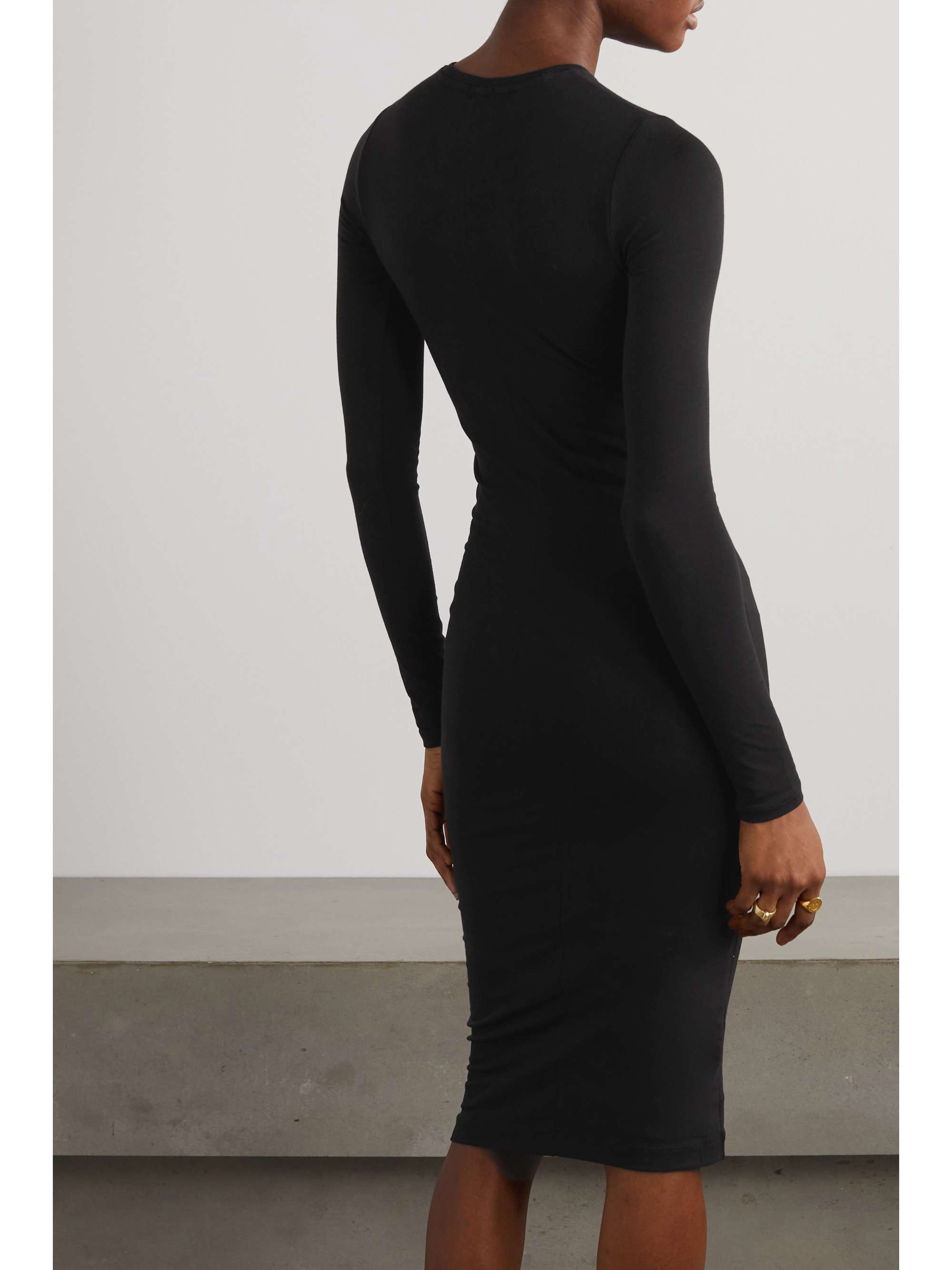 midi black sheath dress