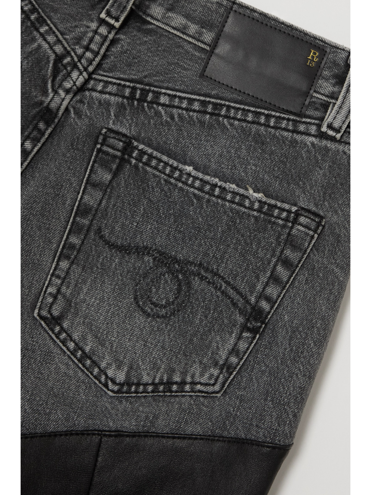 Courtney Chaps Denim And Leather Slim-Leg Jeans