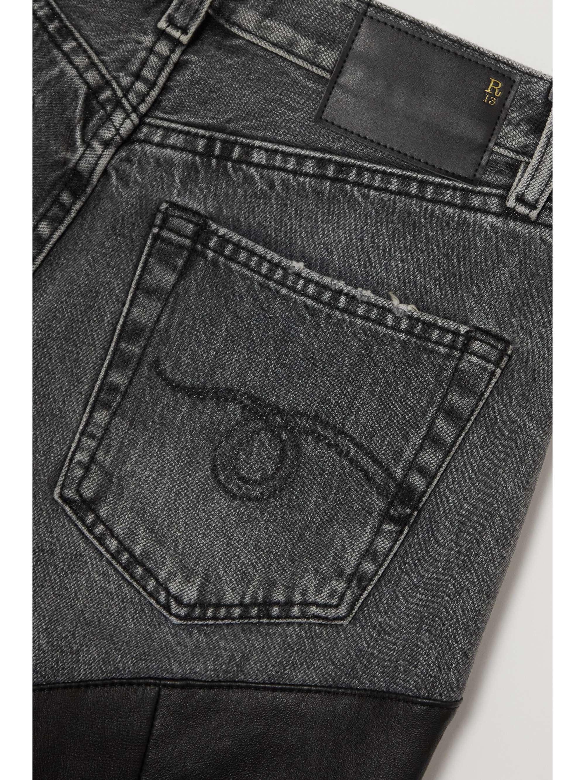 R13 Courtney Chaps denim and leather slim-leg jeans